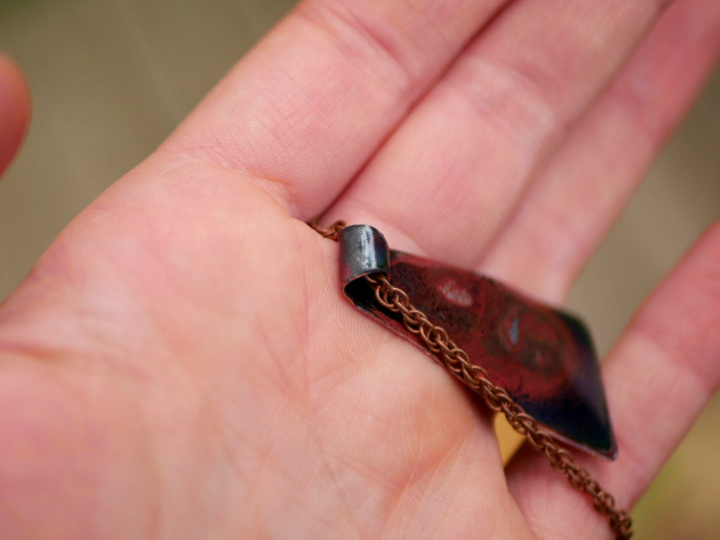 Red Unique Necklace*Copper Necklace * Enamel Jewelry *Fire Jewelry * Handmade Enamel Jewelry *Handmade Necklace* Necklace for Women