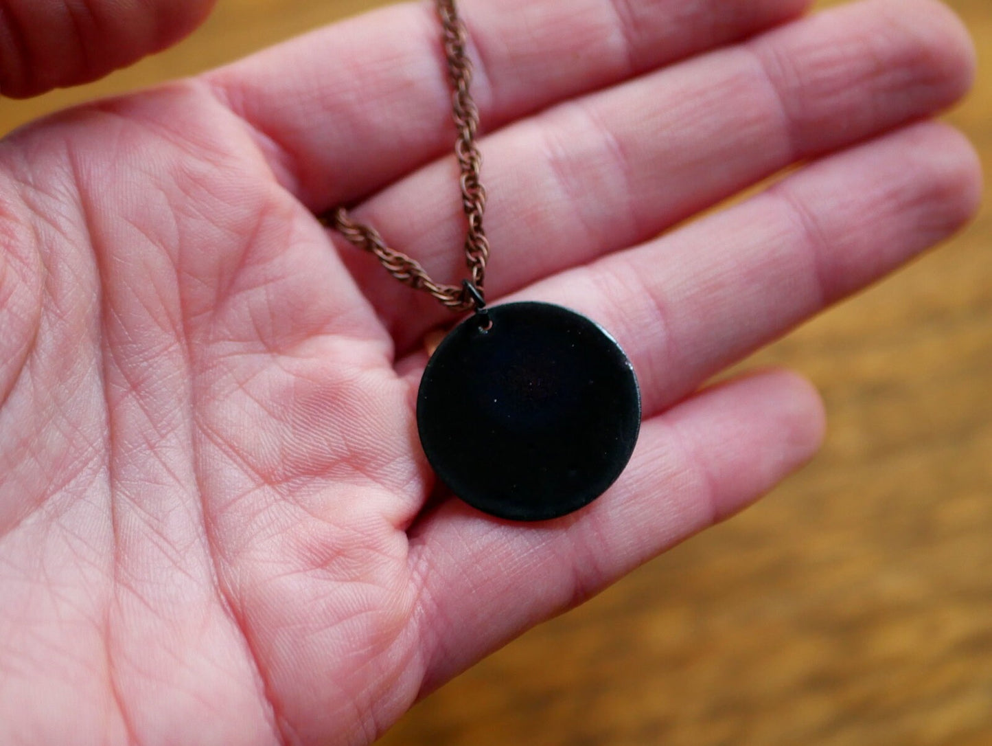 Round Sunset Ombre Necklace *Copper Necklace * Enamel Jewelry * Boho Jewelry * Handmade Enamel Jewelry * Fire Pendant* Enameled Necklace