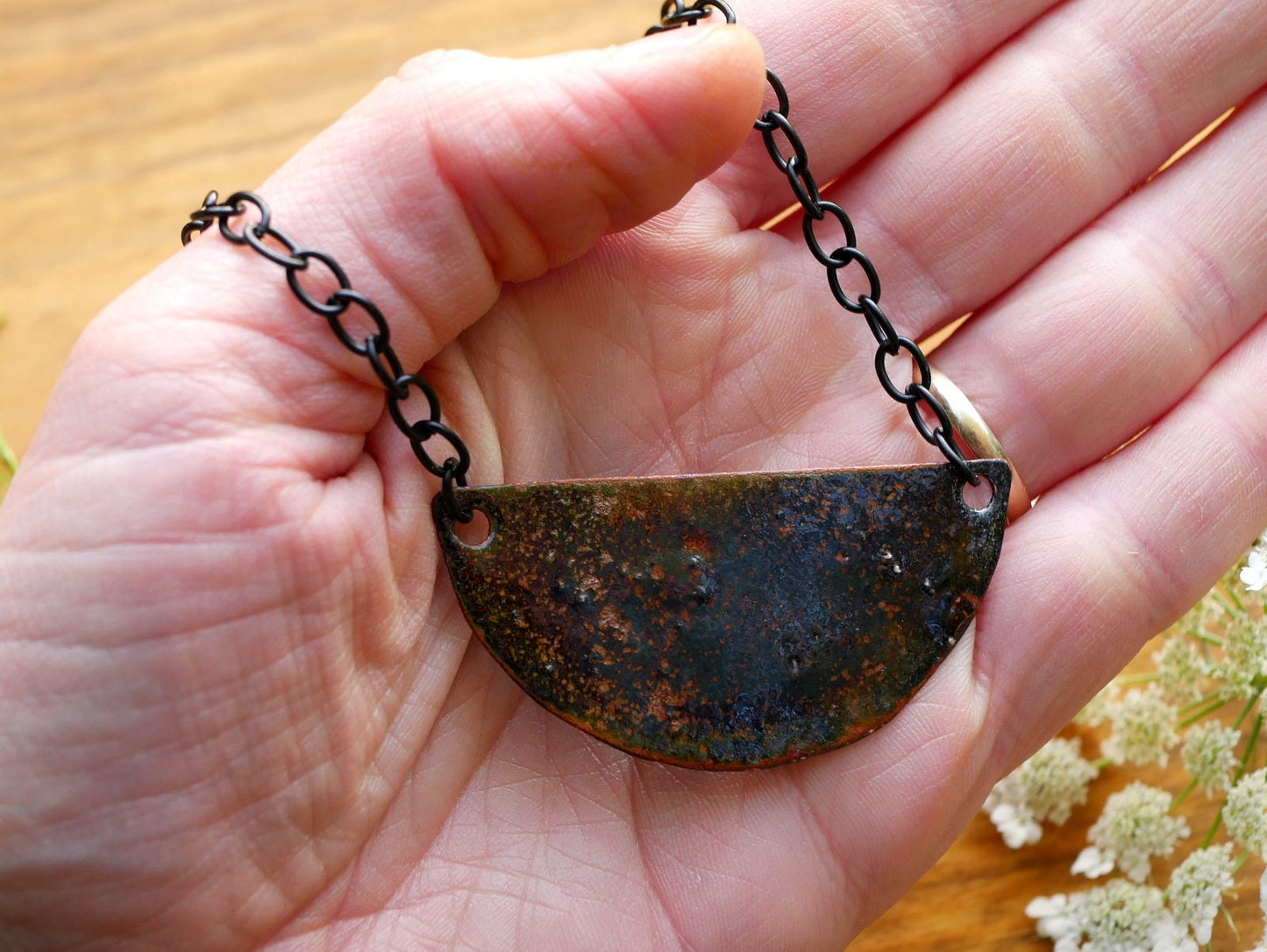 Black and White Necklace * Monochrome Jewelry *Layering Necklace * Half Circle Jewelry * Minimalist Jewelry * Half Moon Necklace