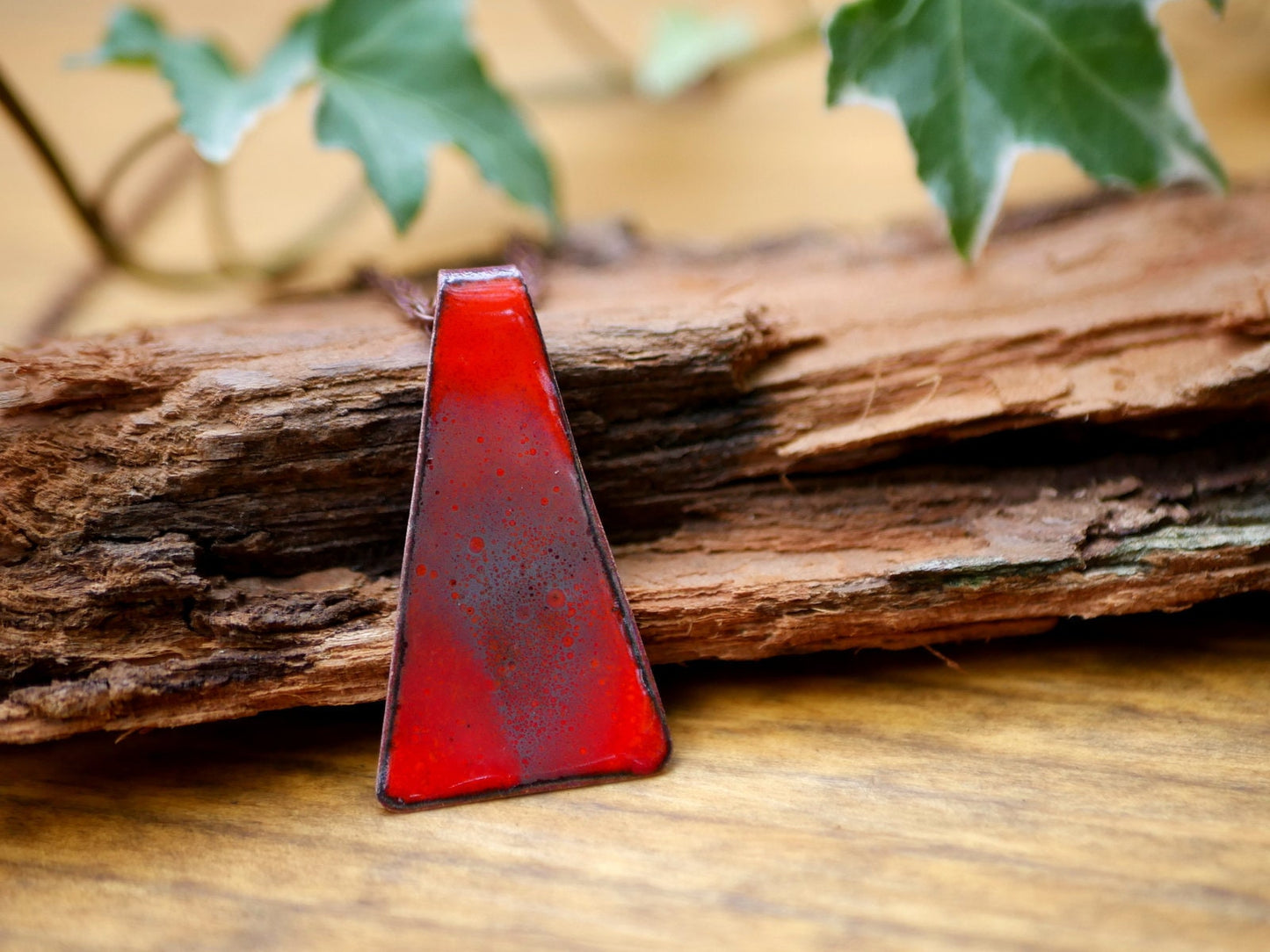 Red & Grey Volcano Necklace *Copper Necklace * Enamel Jewelry * Fire Jewelry * Handmade Enamel Jewelry * Fire Pendant* Enameled Necklace