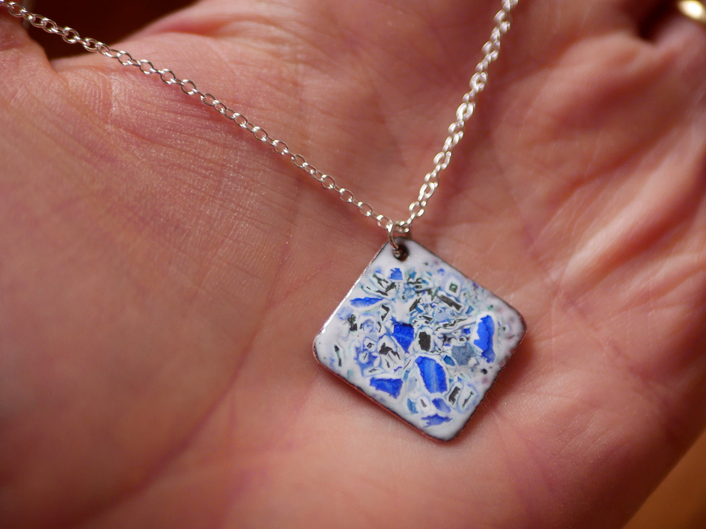 Ocean Splash Necklace * Blue White Glass * Copper Pendant* Nautical Jewelry * Surfer Jewelry * Gifts for Women * One of a Kind Pendant