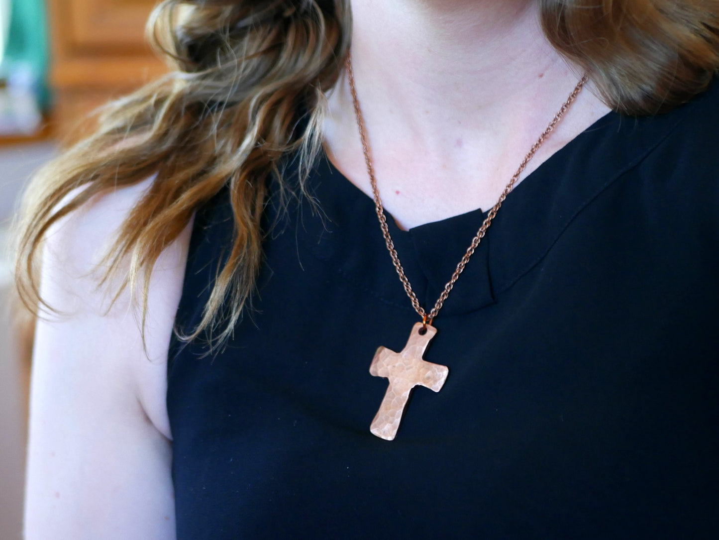 Hand Forged Copper Cross * Hammered Cross Pendant * Christian Gift for Men or Women * Forged Cross Necklace * Handmade Basic Copper Necklace