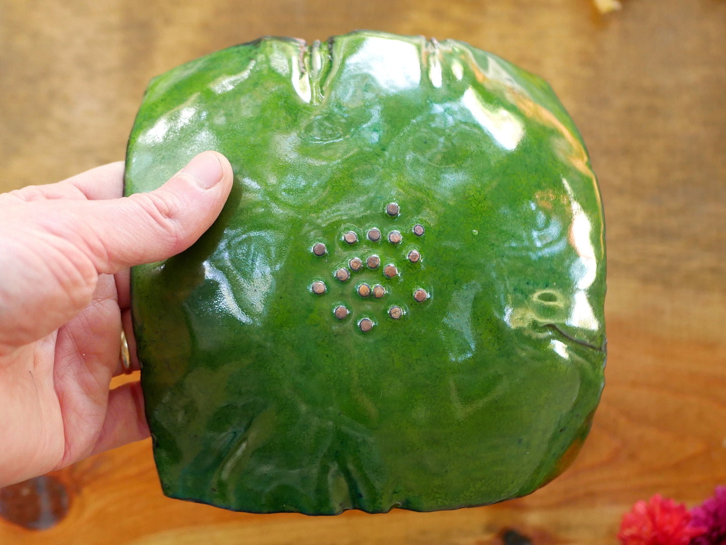 Leaf Themed Enamel Dish * Fall Bowl * Hammered Copper Dish * Enameled Bowl * Fall Home Decor * Leaf Bowl * Colorful Handmade Bowl * Leaves