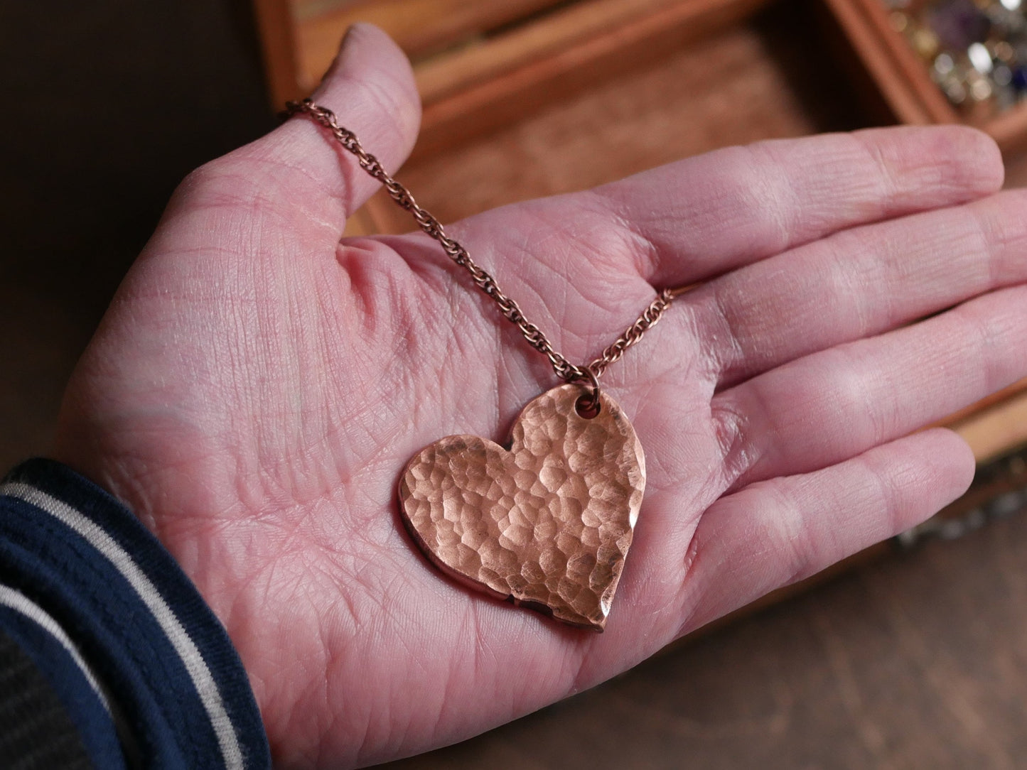 Hand Forged Copper Heart Necklace * Hammered Heart Pendant * 7 Year Anniversary Gift for Women or Her * Handmade Copper Necklace * Love 7th