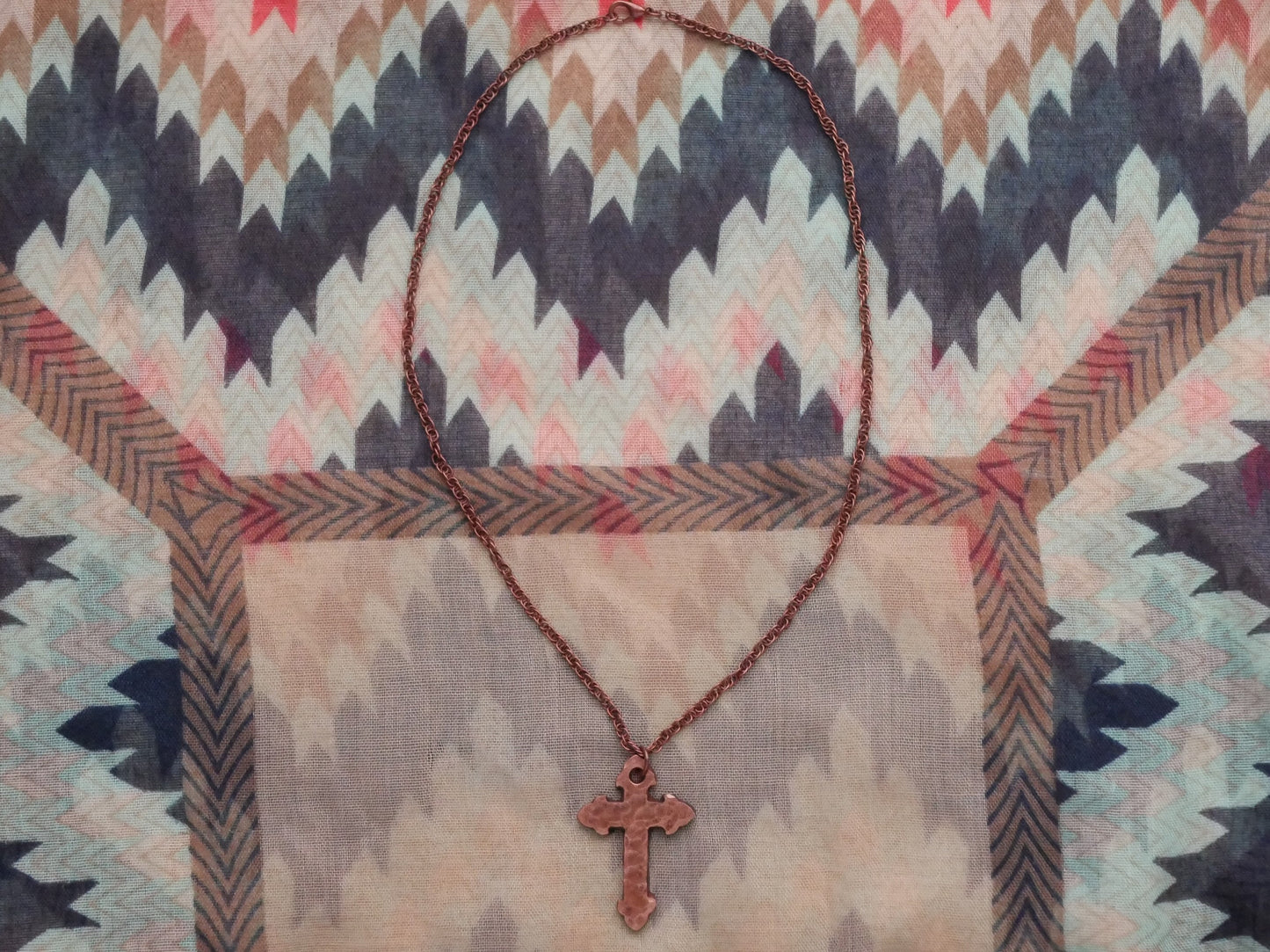 Forged Fleur De Lis Cross Necklace * Hand Forged Copper Cross * Hammered Cross Pendant * Christian Gift for Men or Women * Copper Necklace