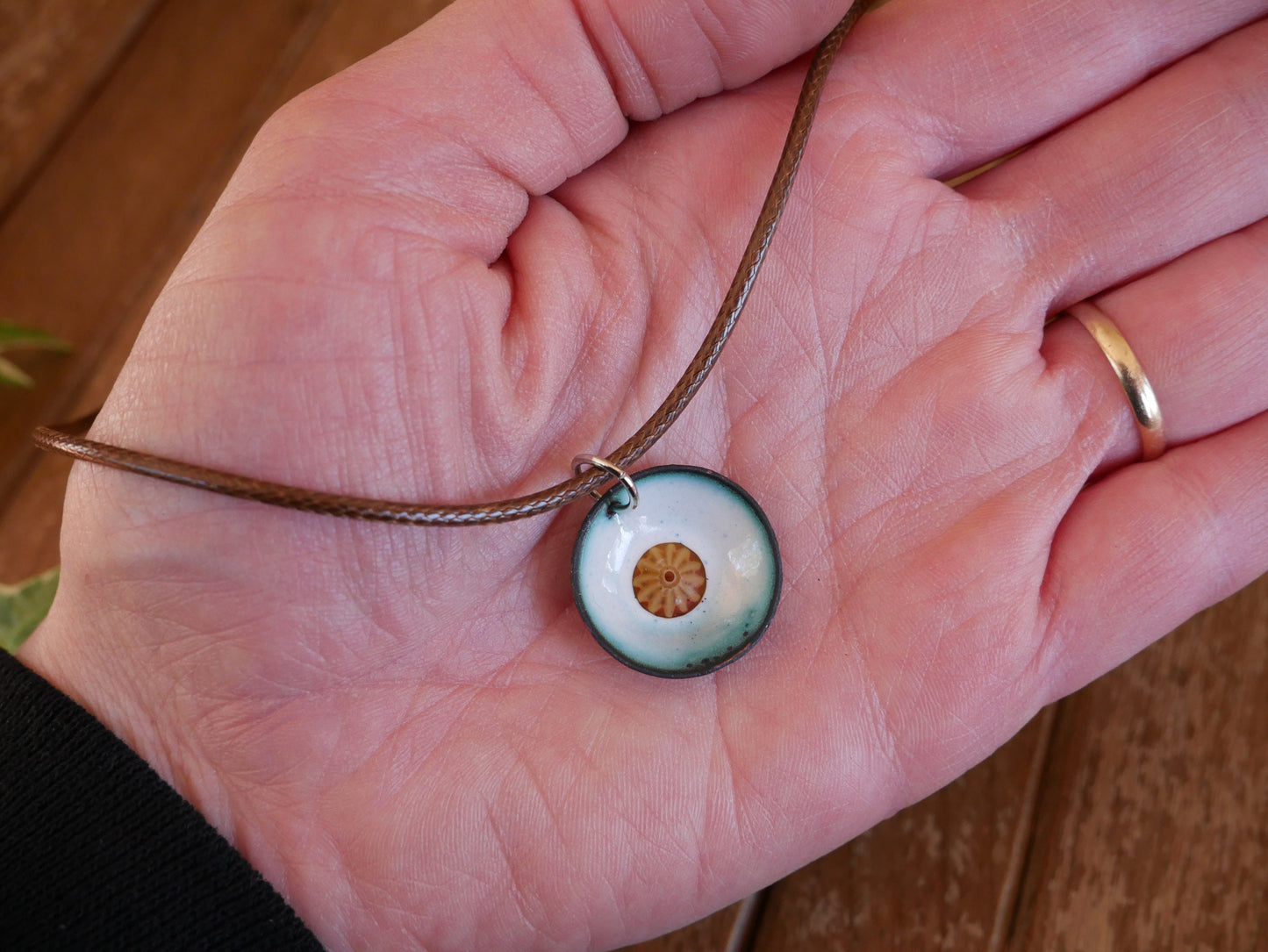 Enameled Domed Necklace * Necklace for Her * Jewelry for Women * Handmade Torch Fired Enamel Necklace * Circle Necklace * Colorful Necklace