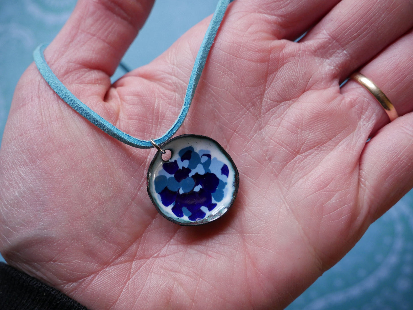 Jackson Polluck Style Jewelry * Enameled Domed Necklace * Necklace for Her * Jewelry for Women* Circle Necklace * Colorful Necklace