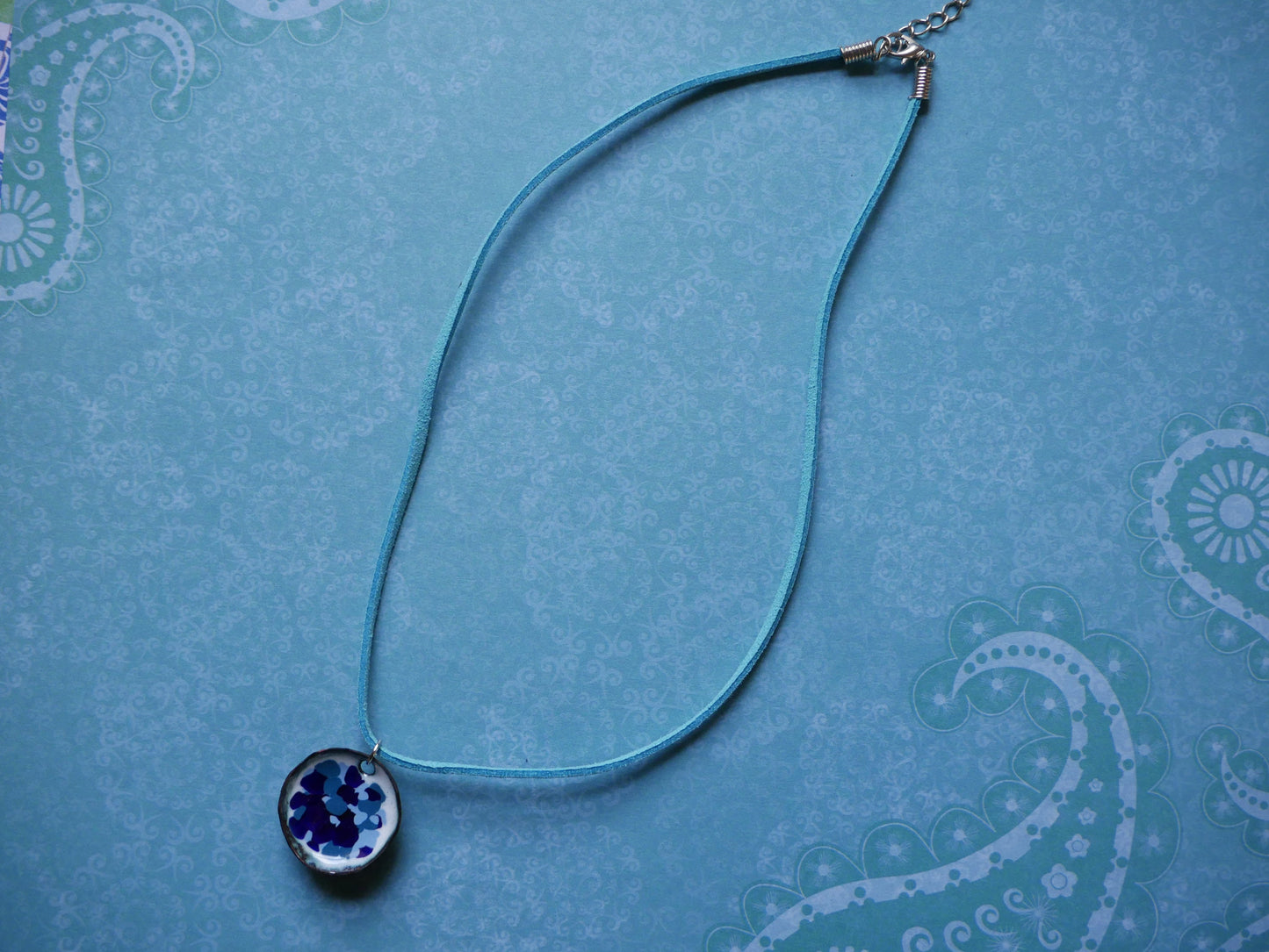 Jackson Polluck Style Jewelry * Enameled Domed Necklace * Necklace for Her * Jewelry for Women* Circle Necklace * Colorful Necklace