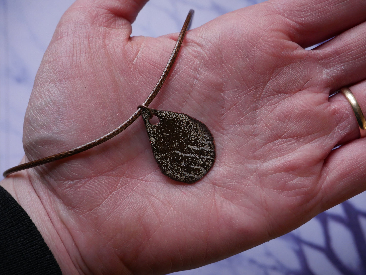 Natural Brown Earthy Pendant *Copper Necklace * Enamel Jewelry * Boho Jewelry * Handmade Enamel Jewelry * Necklace for Men * Gift for Her