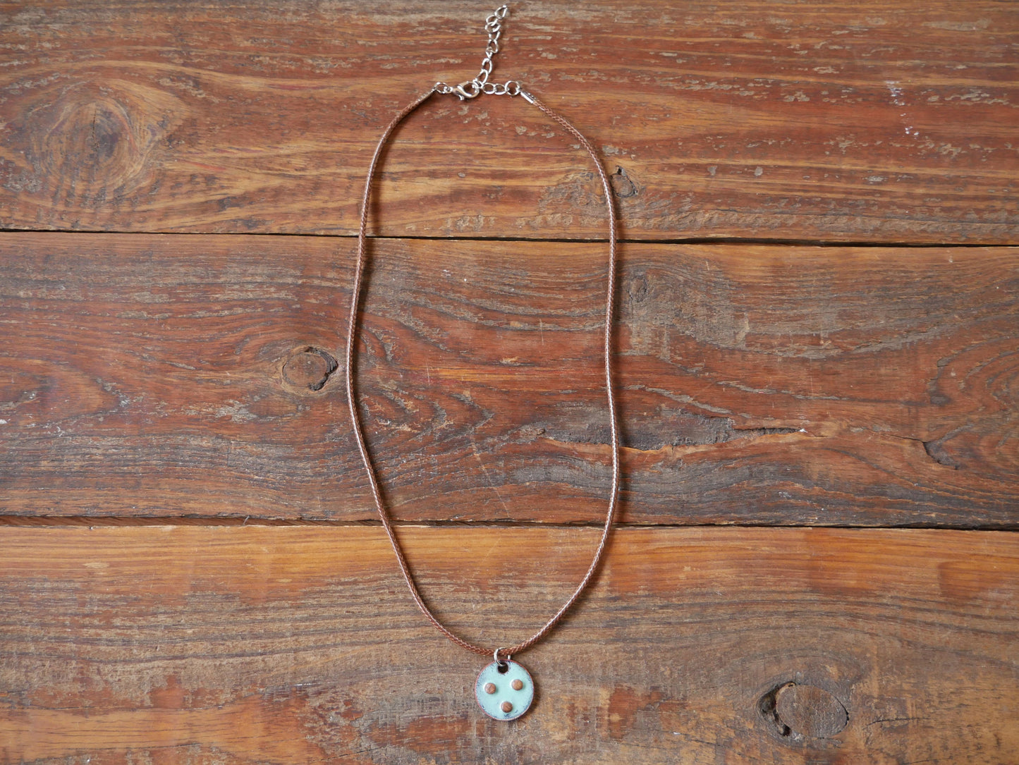 Dots Necklace* Bubble Pendant * Polka Dot Necklace * Dog Tag Necklace * Handmade Pendant * Earthy Jewelry * One of a Kind Necklace Enameled