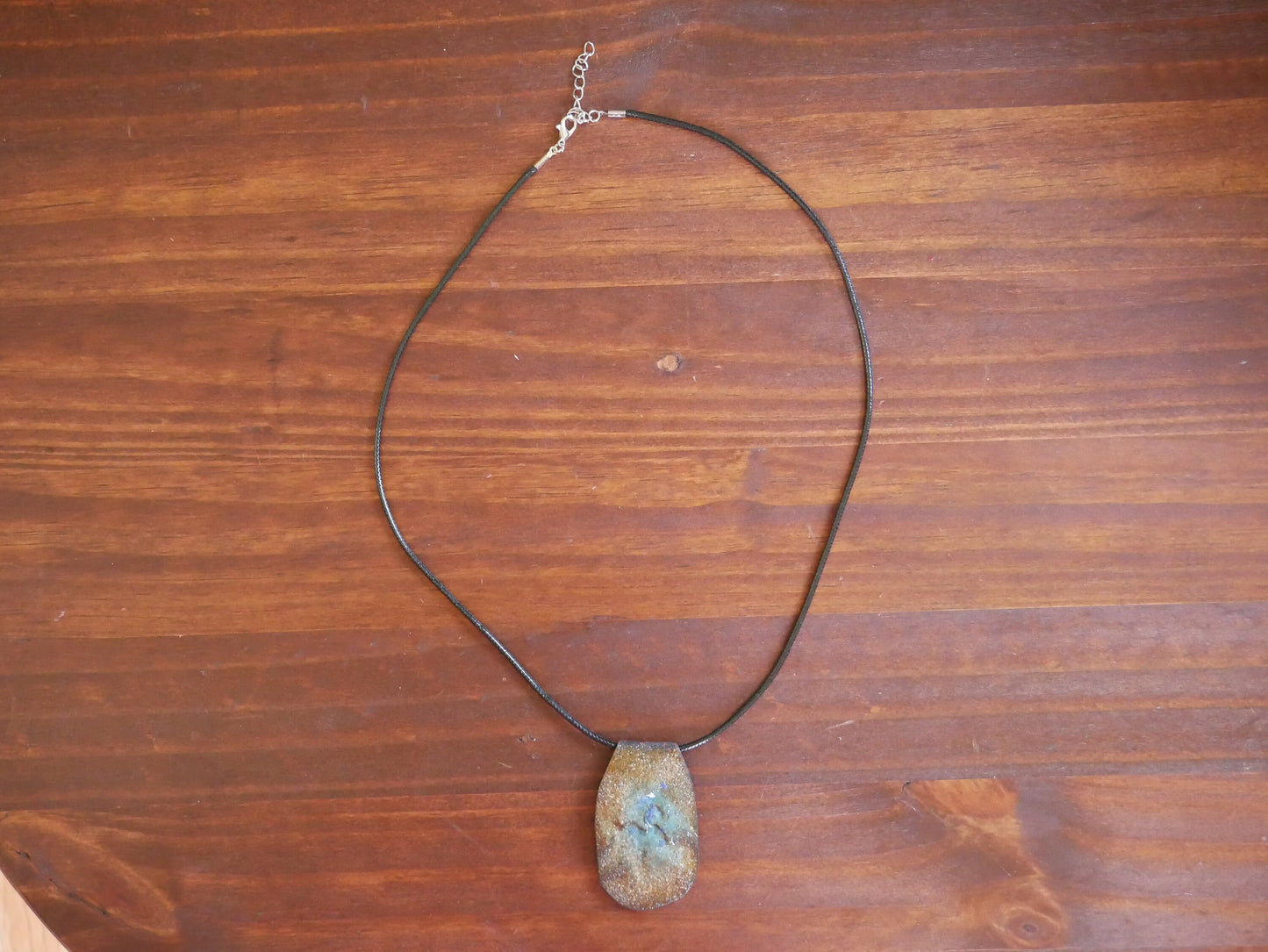 Textured Oval Necklace* Enameled Pendant * One of a Kind Necklace * Beach Jewelry * Nautical Necklace * Gift for Him * Ocean Gift for Her