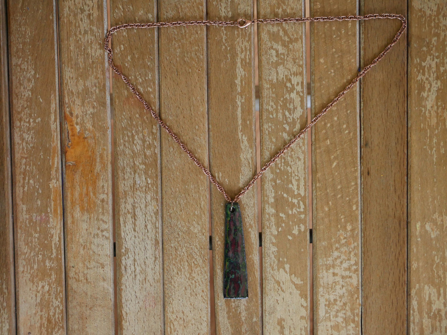 Hammered Enameled Copper Necklace Pendant * Copper 7th Anniversary Gift * Hand Forged Necklace Pendant * 7 Year Anniversary Gift * Modern