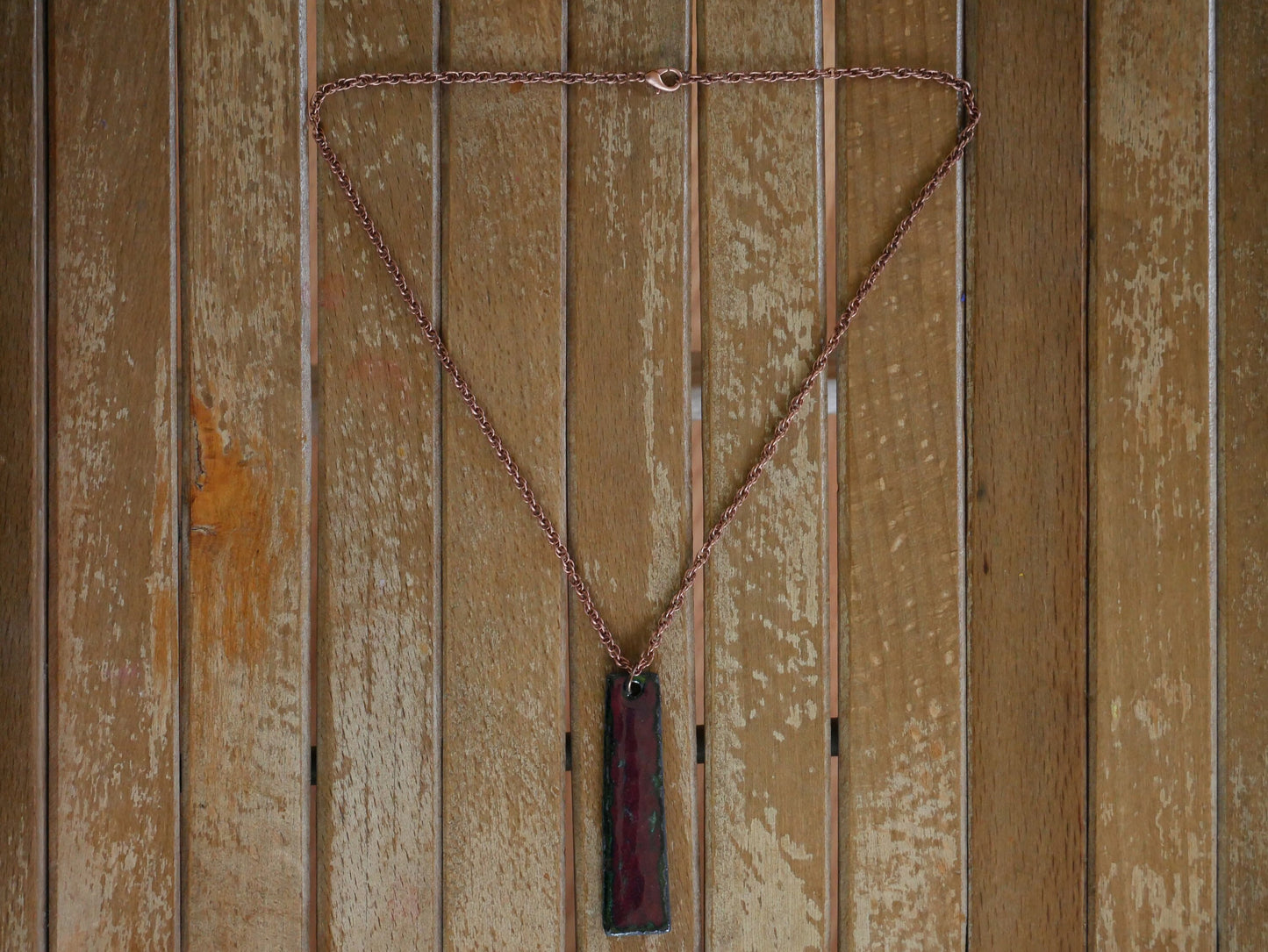 Hammered Enameled Copper Necklace Pendant * Copper 7th Anniversary Gift * Hand Forged Necklace Pendant * 7 Year Anniversary Gift * Modern