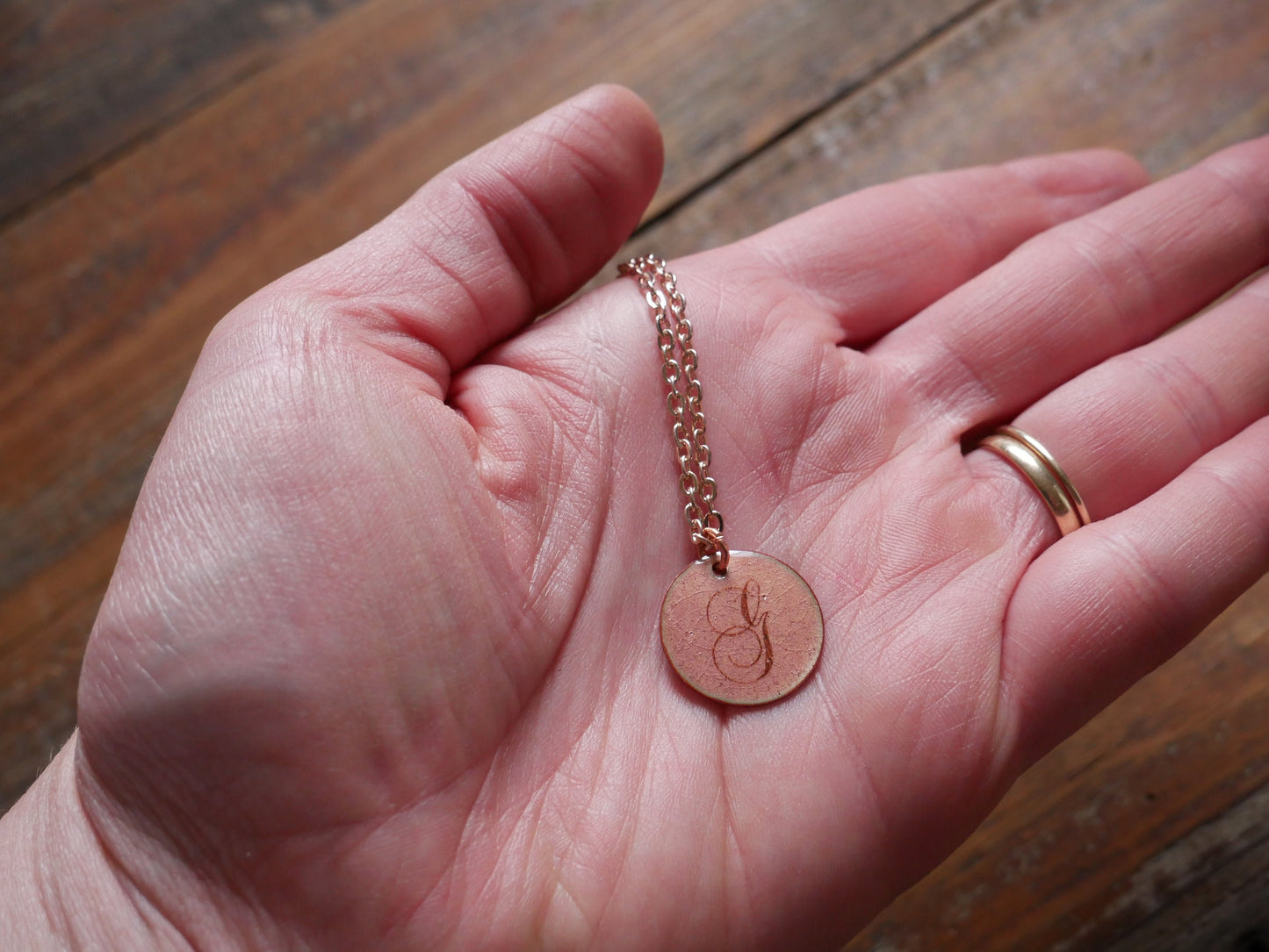 Letter G Initial Necklace * Small Circle Necklace *Initial Necklace for Women *Dainty Necklace *Initial Necklace for Mom * Copper Jewelry