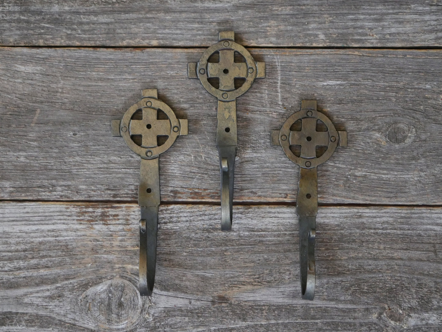 Decorative Metal Cross Wall Hooks * Hand Forged Blacksmith Made Hooks for Jewelry, Coats, Towels, Keys * Christian Gifts * Jacket Coat Hook
