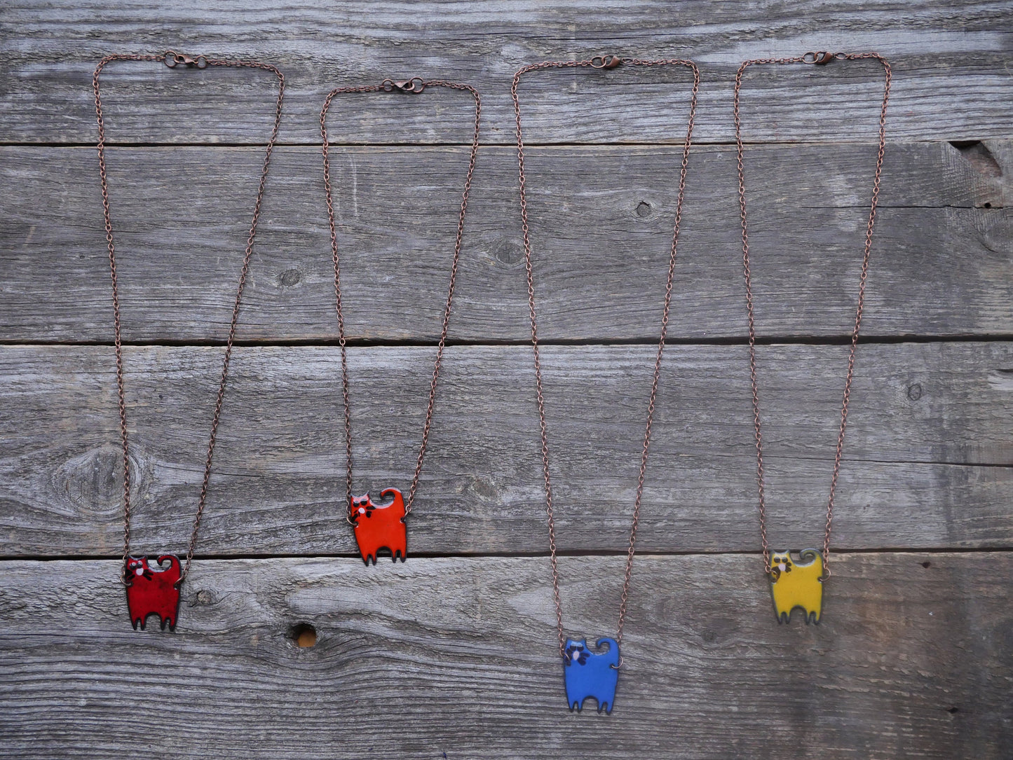 Enameled Cat Necklace * Cat Lovers Gift * Cat Lady Gifts * Cat Necklaces for Women * Cute Kitty Pendant * Cat Kitty Necklace for Girls