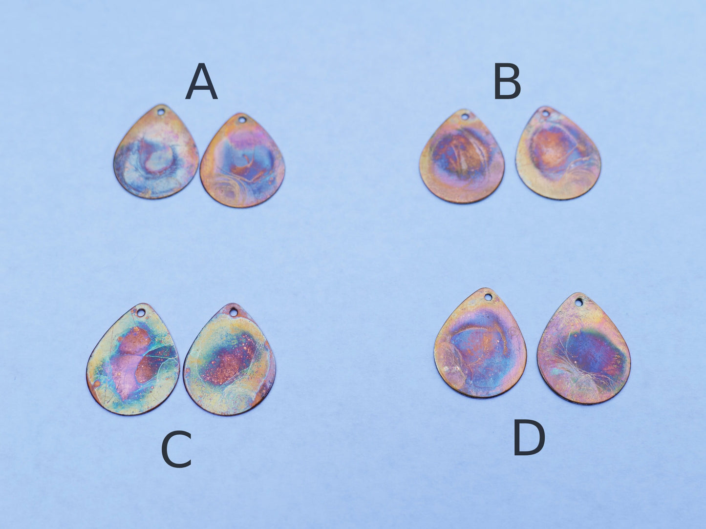 Teardrop Flame Painted Copper Earrings * Copper Rainbow Jewelry * 7 Year Anniversary * Copper Jewelry Gifts for Wife * for Women