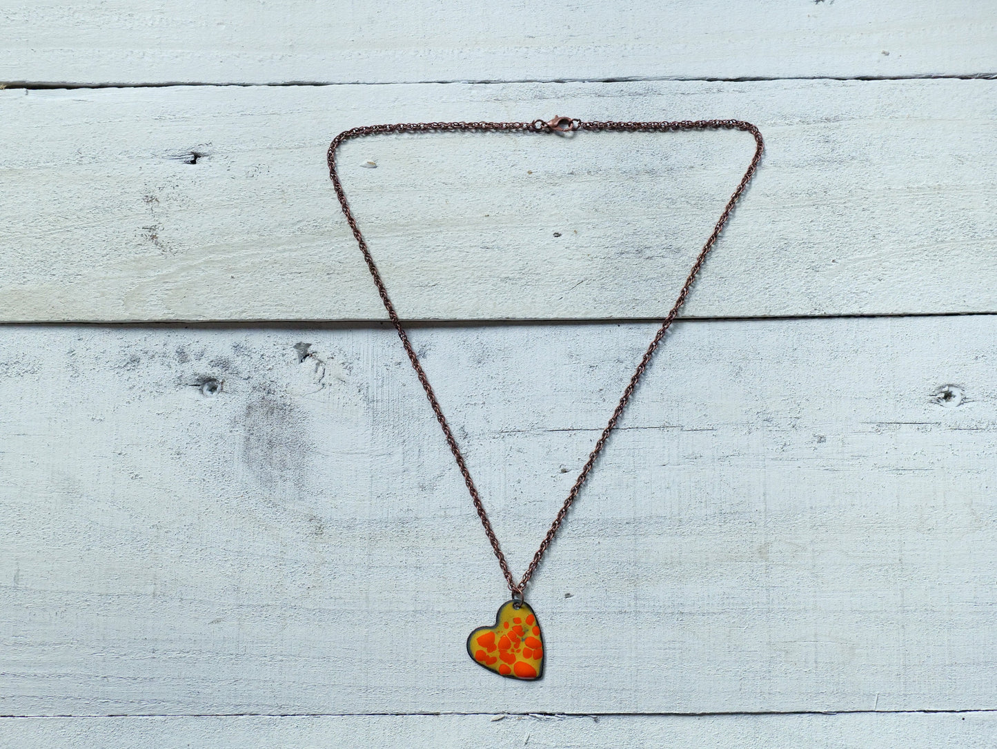 Minimalist Style Jewelry * Enameled Heart Necklace * Necklace for Her * Jewelry for Women* Geometric Necklace * Copper Necklace