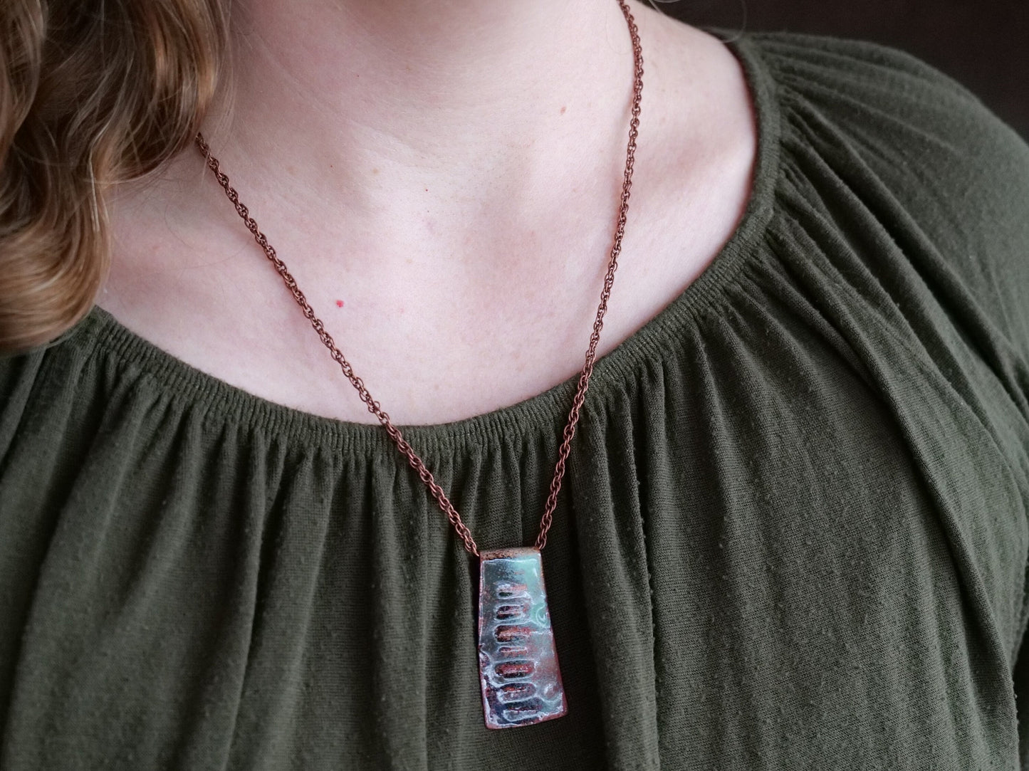 Earthy Pendant *Copper Necklace * Enamel Jewelry * Boho Jewelry * Handmade Enamel Jewelry * Necklace for Men * Enameled Necklace * Copper