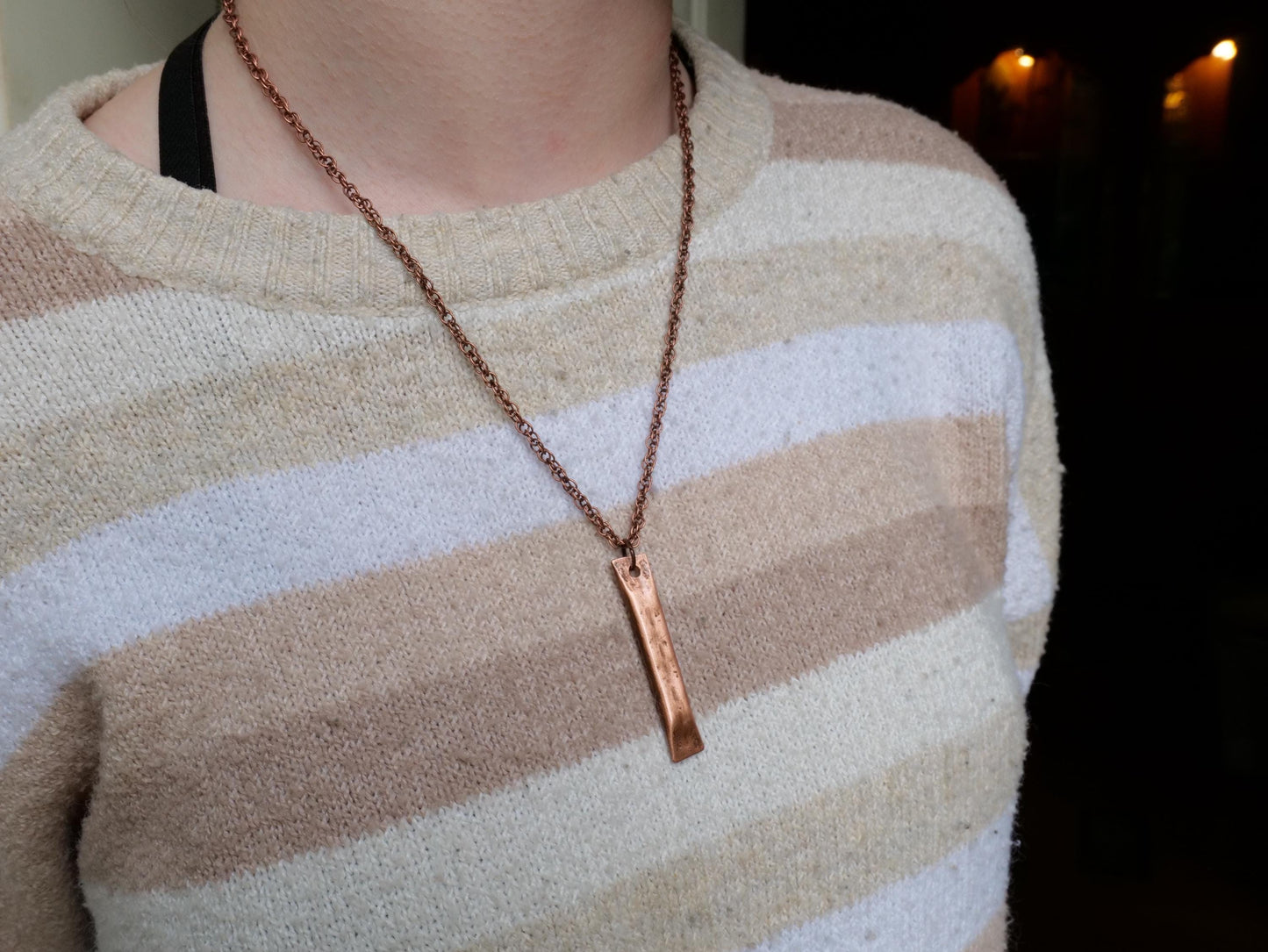 Hand Forged Copper Bar Necklace * 7th Anniversary Gift for Her * Copper Anniversary * Copper Jewelry *7 Year Anniversary Gift for Her