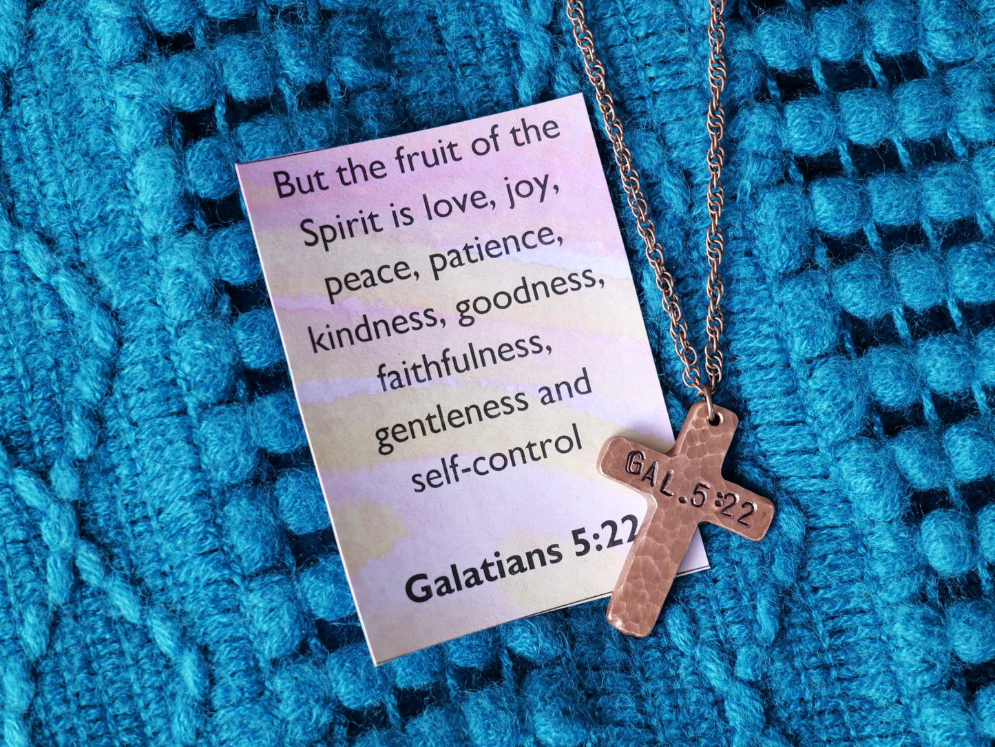 Galatians 5:22 Necklace * Jesus Necklace * Bible Verse Gifts * Basic Christian Cross Jewelry for Men for Women * Fruit of the Spirit