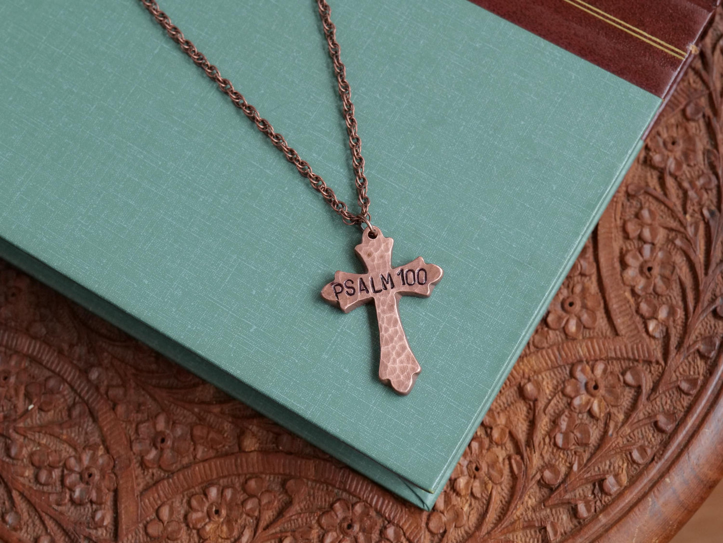 Psalm 100 Necklace * Jesus Necklace * Bible Verse Gifts * Fancy Christian Cross Jewelry for Men for Women * Shout for Joy to the Lord