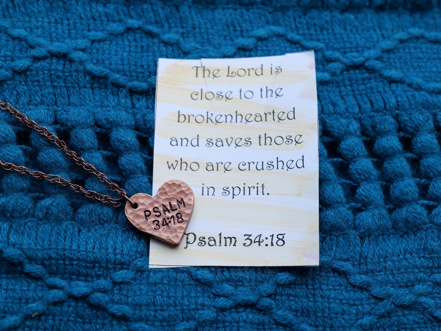 Psalm 34:18 Pendant * Bible Verse Gifts * Christian Cross Jewelry for Men for Women * The Lord is Close to the Brokenhearted Necklace Heart