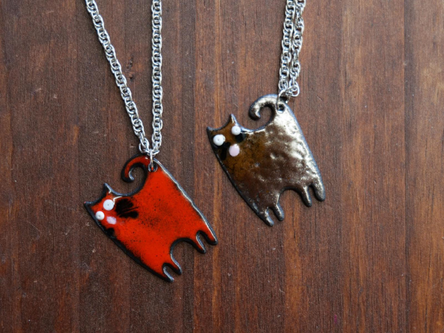Enameled Cat Necklace * Cat Lovers Gift * Cat Lady Gifts * Cat Necklaces for Women * Cute Kitty Pendant * Cat Kitty Necklace for Girls