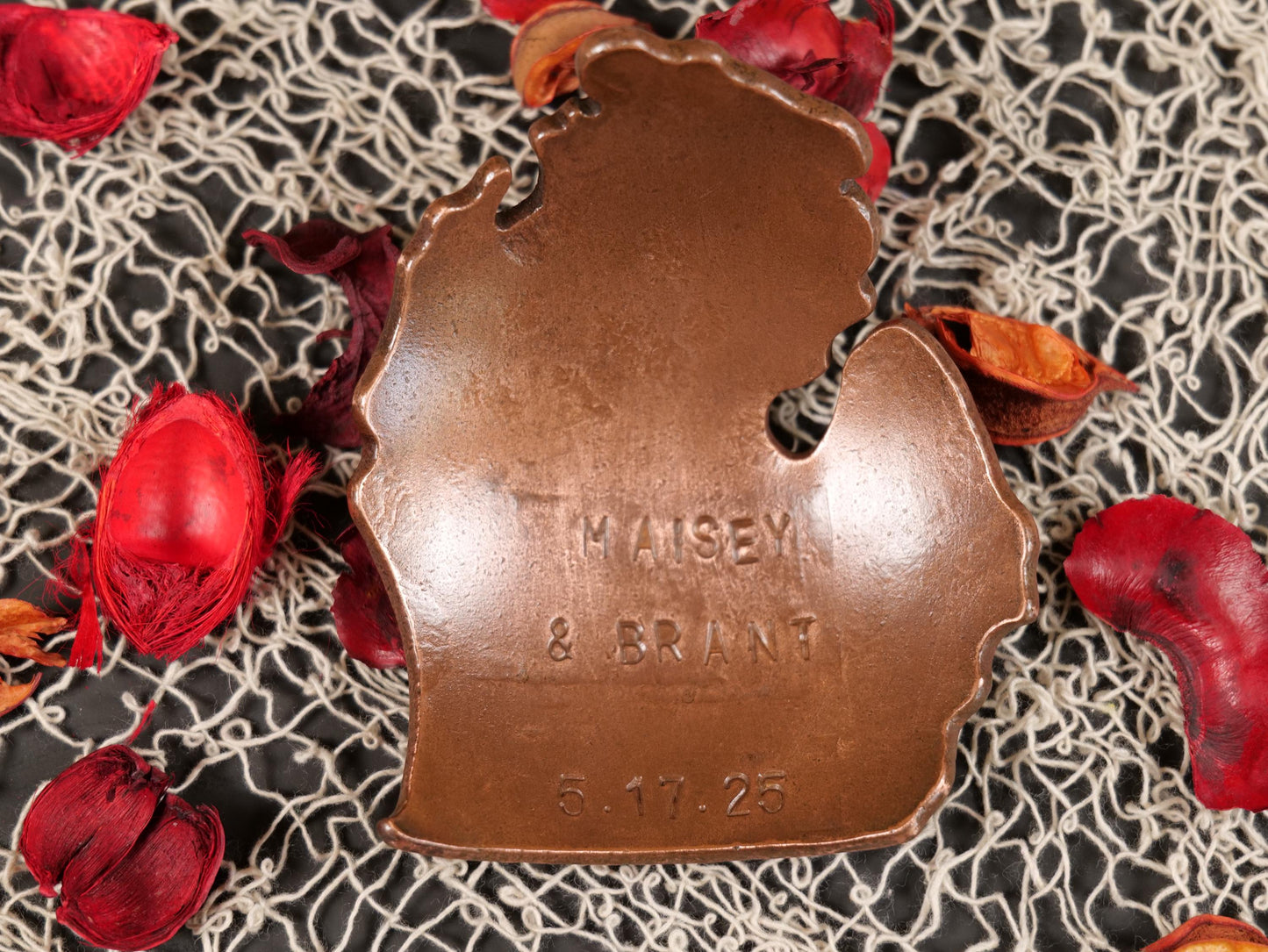 Personalized Hand Forged Copper Michigan Trinket Dish * Michigan Decor * Michigan Gifts * Michigan Bowl * 7 Year Anniversary Gift