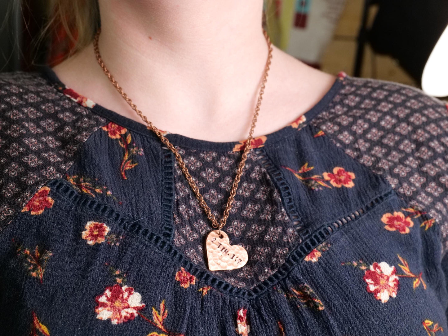 2 Timothy 1:7 Pendant * Bible Verse Gifts * Christian Cross Jewelry for Men for Women * Christian Living Inspiration Heart Necklace Pendant