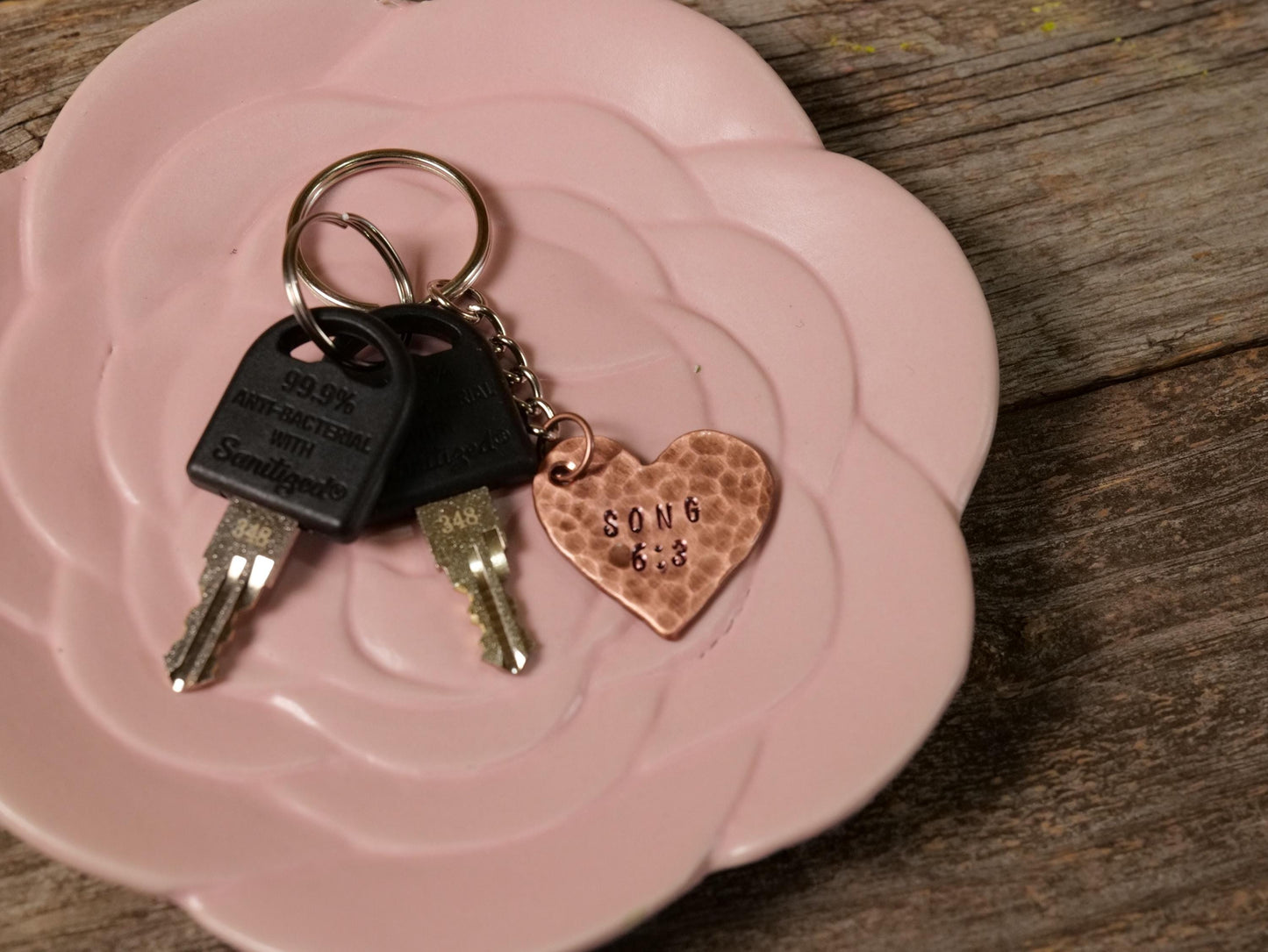 Song of Solomon 6:3 Copper Heart Necklace and Keychain* His and Hers Gifts Set * 7 Year Anniversary Gift for Him for Her * Christian Gifts