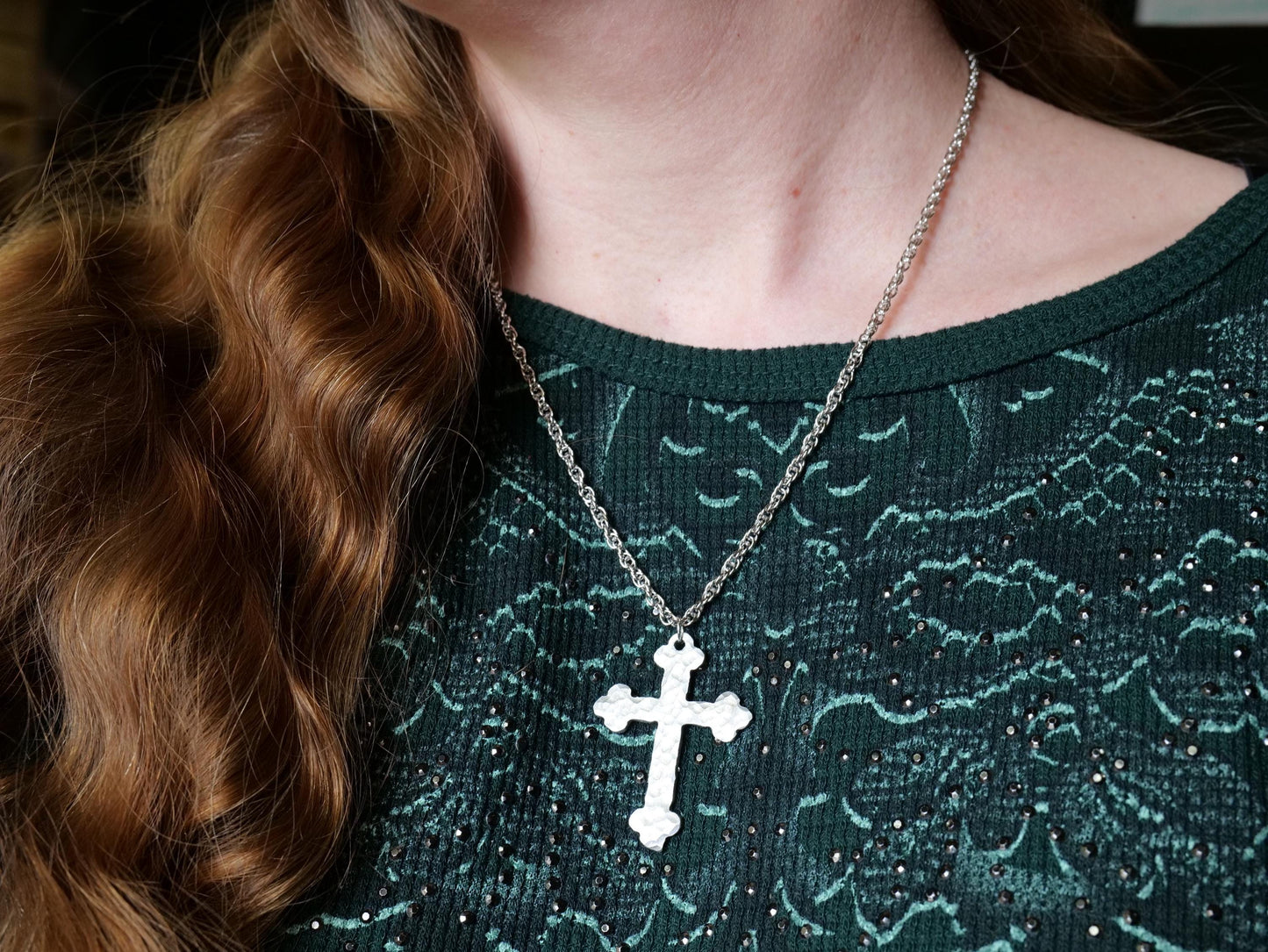 Hand Forged Aluminum Catholic Cross * Orthodox Cross Pendant * Gift for Men or Women * Forged Cross Necklace * Handmade Aluminum Jewelry