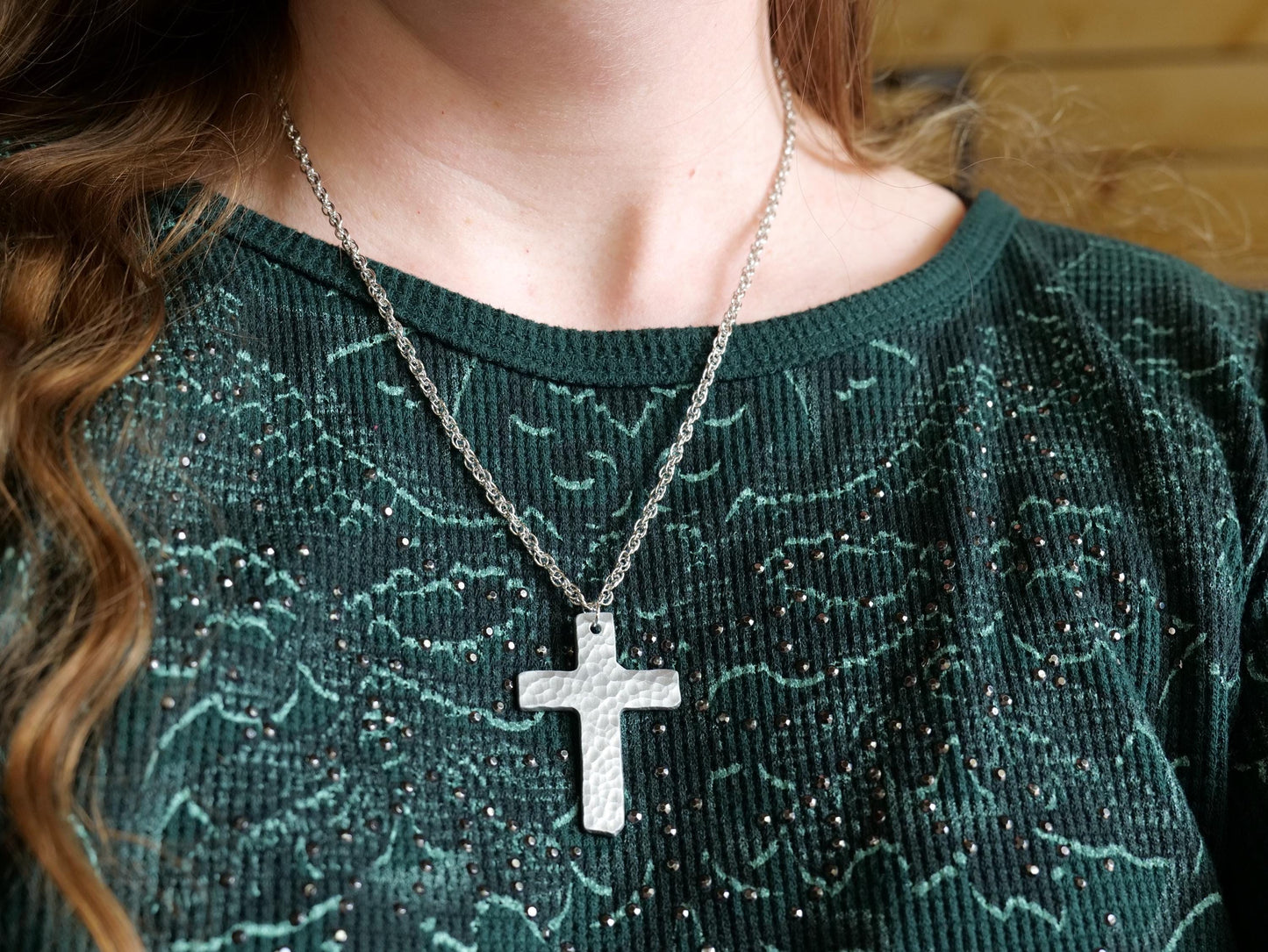 Hand Forged Aluminum Cross * Hammered Basic Cross Pendant * Christian Gift for Men or Women * Forged Cross Necklace * Basic Aluminum Jewelry