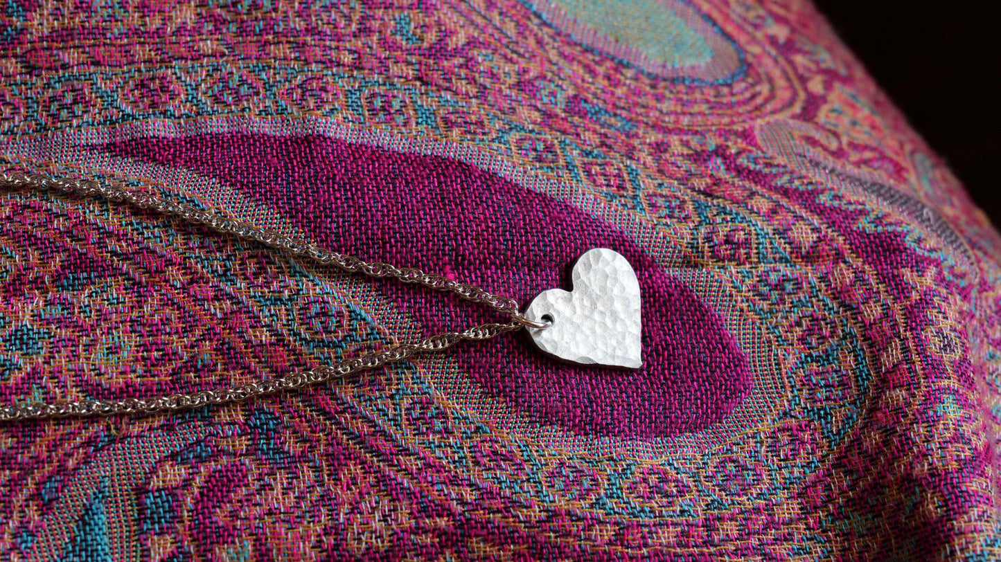 Hammered Heart Necklace * Aluminum Heart Pendant* Gift for Her * 10 Year Anniversary Gift for Wife * 10th Anniversary Gift for Her