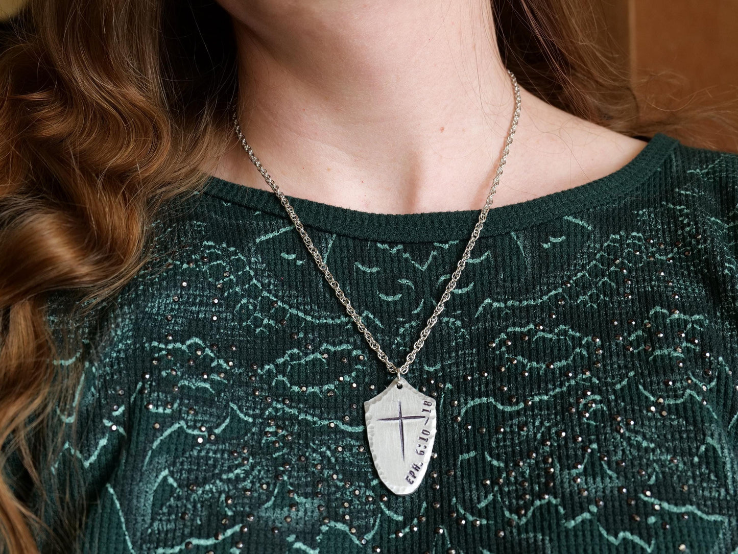 Large Shield of Faith Pendant* Shield Pendant * Christian Gift for Men or Women * Forged Armor of God Necklace * Ephesians 6:10-18 Verse