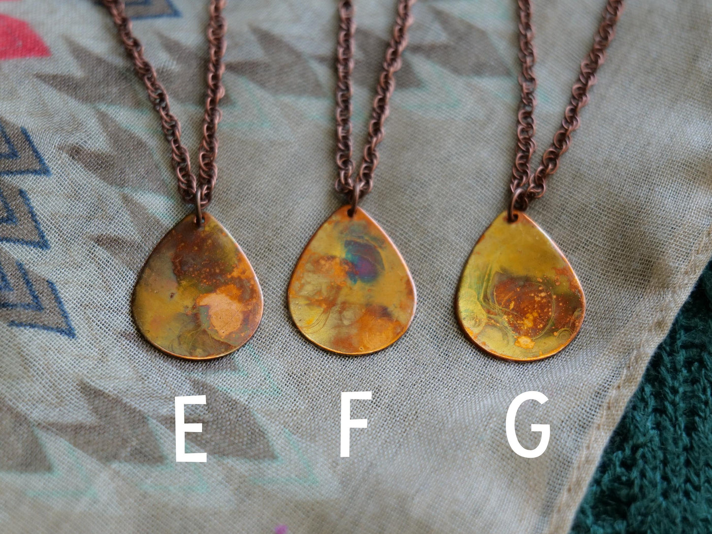 Teardrop Flame Painted Copper Necklace Pendant * Copper Rainbow Necklace * 7 Year Anniversary * Copper Jewelry Gifts for Wife * for Women