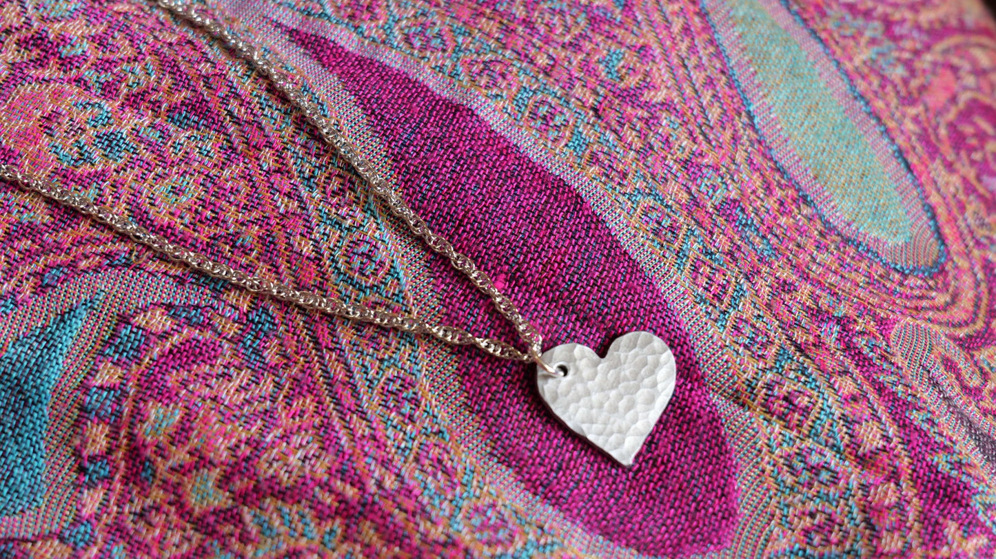Hammered Heart Necklace * Aluminum Heart Pendant* Gift for Her * 10 Year Anniversary Gift for Wife * 10th Anniversary Gift for Her