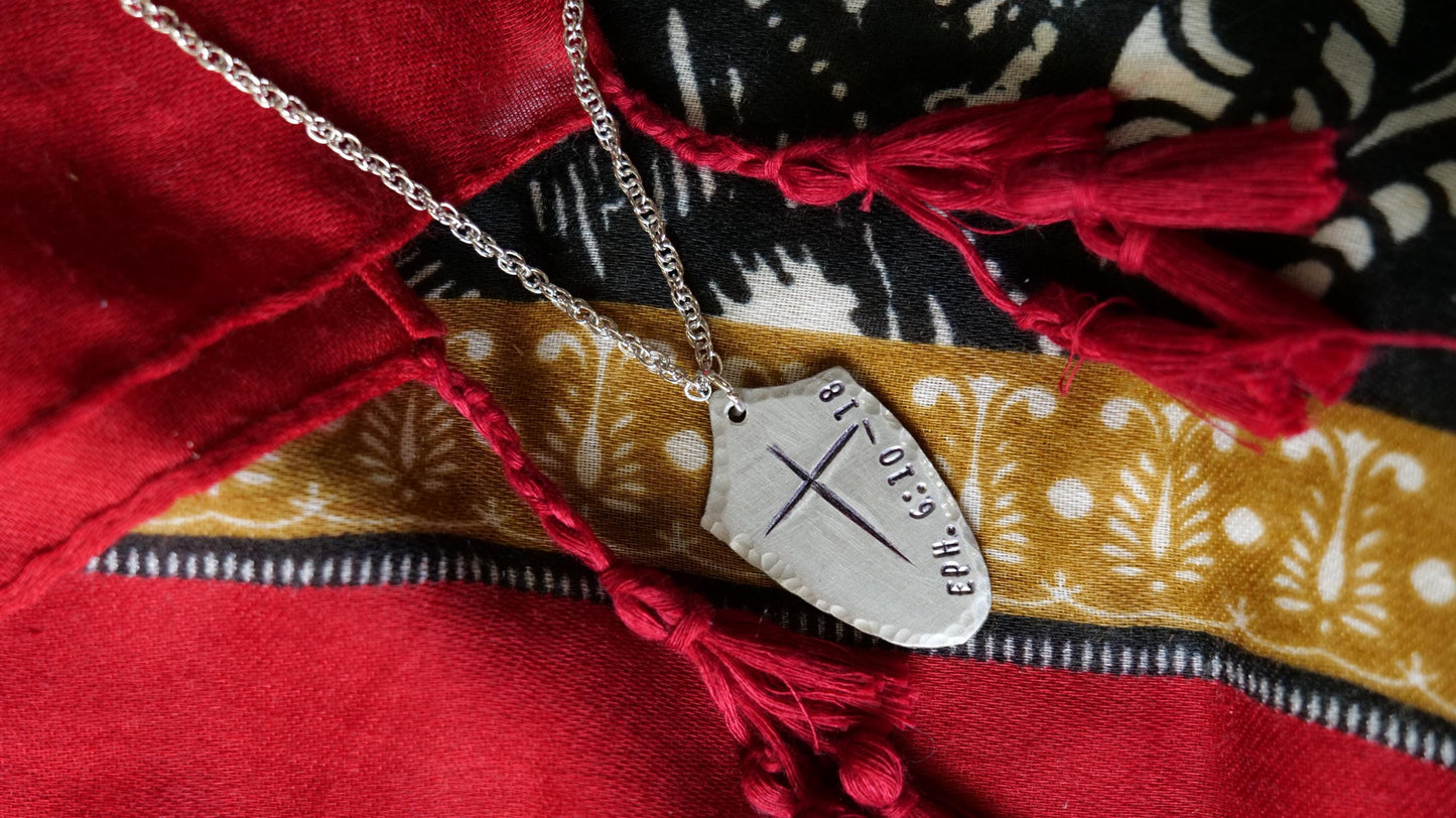 Shield of Faith Pendant* Hammered Shield Pendant * Christian Gift for Men or Women * Forged Armor of God Necklace * Ephesians 6:10-18 Verse