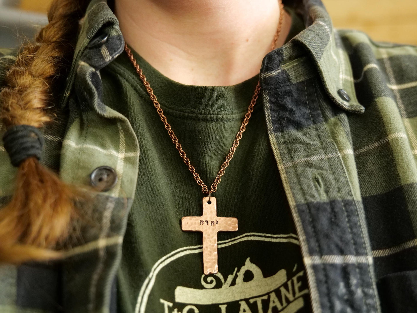 Cross Jehovah Yahweh Necklace * Christian Gift for Women & for Men * Hebrew Pendants * Basic Copper Cross Pendant *Names of God יהוה שרשרת