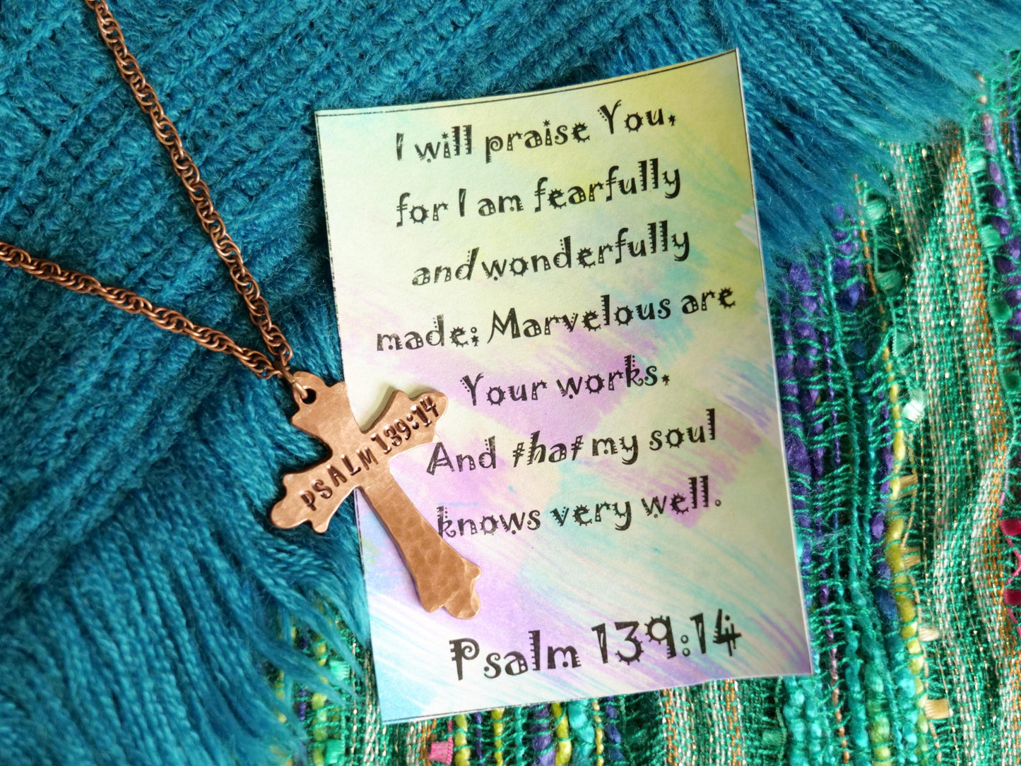 Psalm 139:14 Necklace * Fearfully and Wonderfully Made Necklace * Bible Verse Gifts * Christian Cross Jewelry for Men for Women of Faith