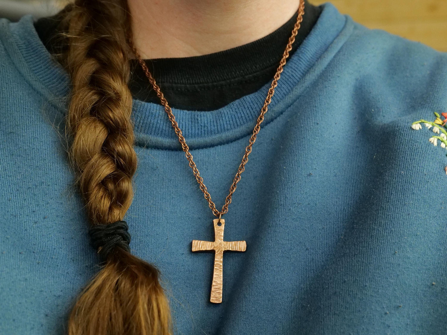 Hand Forged Copper Cross * Hammered Cross Pendant * Christian Gift for Men or Women * Forged Cross Necklace * Handmade Copper Necklace