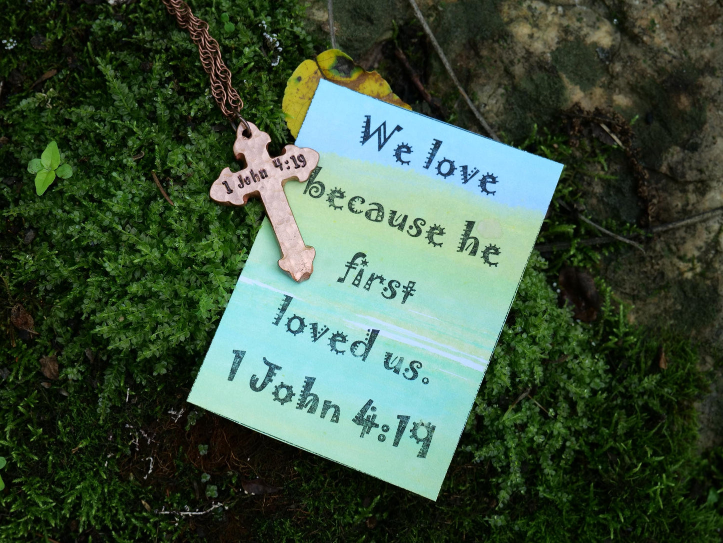 1 John 4:19 Necklace * He First Loved Us Necklace * Bible Verse Gifts * Christian Cross Jewelry for Men for Women * 1 John 4 19 Pendant