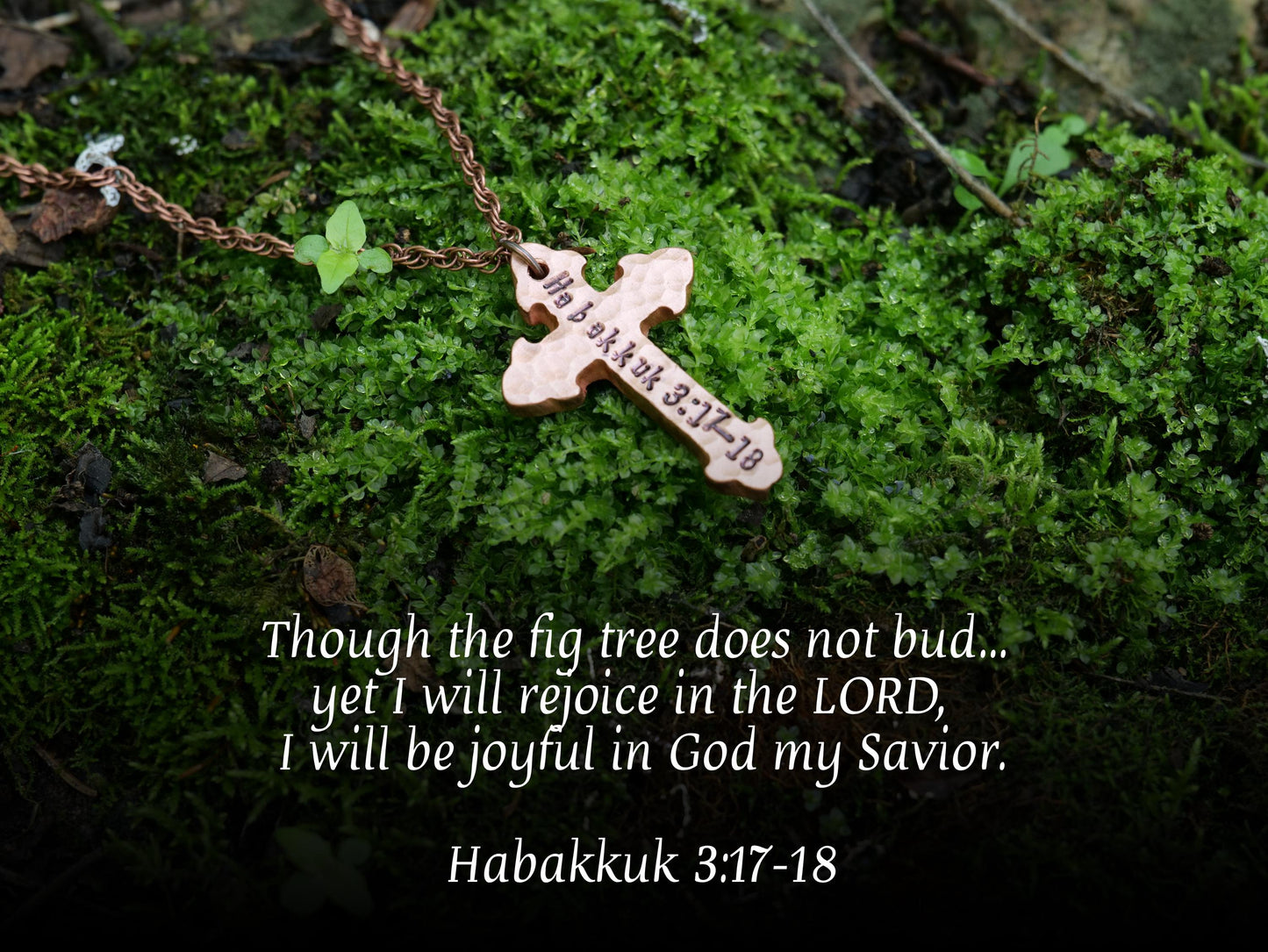 Habakkuk 3:17-18 Necklace * Rejoice in the Lord Necklace * Bible Verse Gifts * Christian Cross Jewelry for Men for Women * Habakkuk Pendant