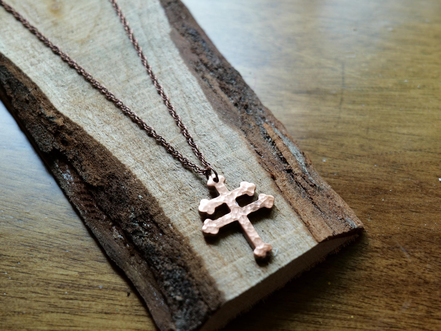 Hand Forged Copper Patriarchal Cross Necklace * Cross of Lorraine Necklace * Gift for Men or Women * Double Cross Necklace * Slovak Cross