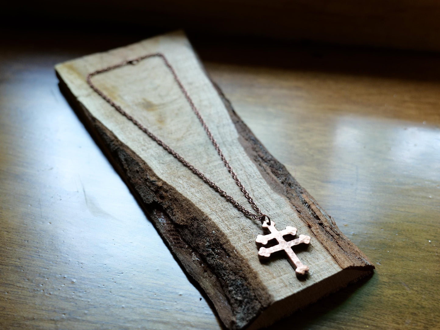 Hand Forged Copper Patriarchal Cross Necklace * Cross of Lorraine Necklace * Gift for Men or Women * Double Cross Necklace * Slovak Cross