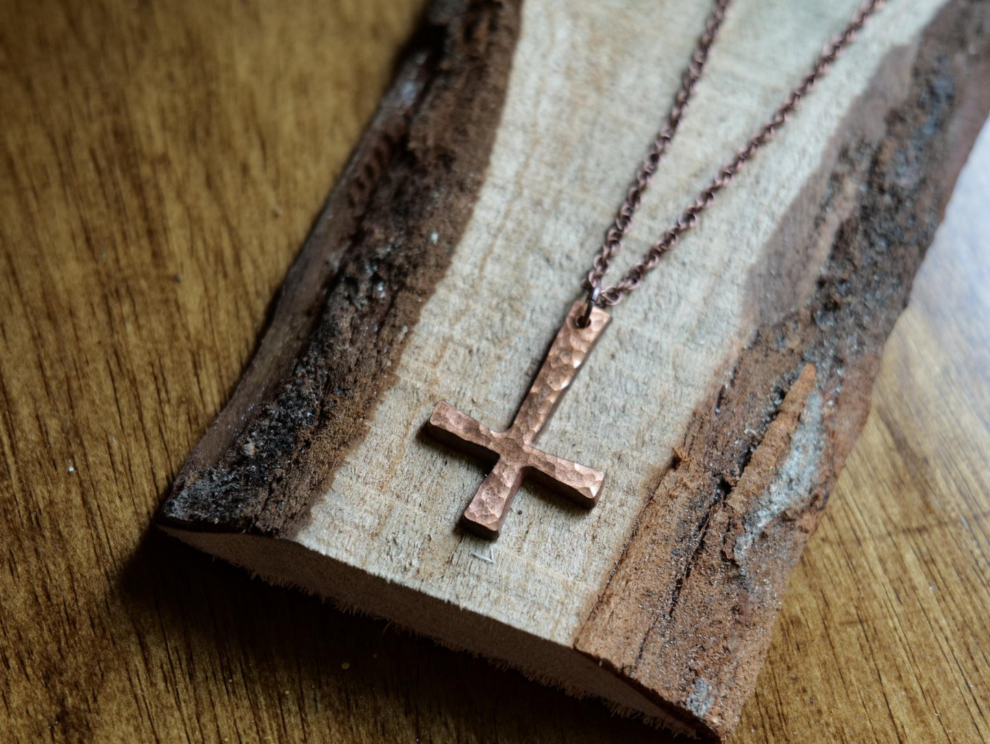 Hand Forged Copper Petrine Cross Pendant * Cross of St Peter Necklace * Christian Gift for Men or Women * Forged Cross Necklace