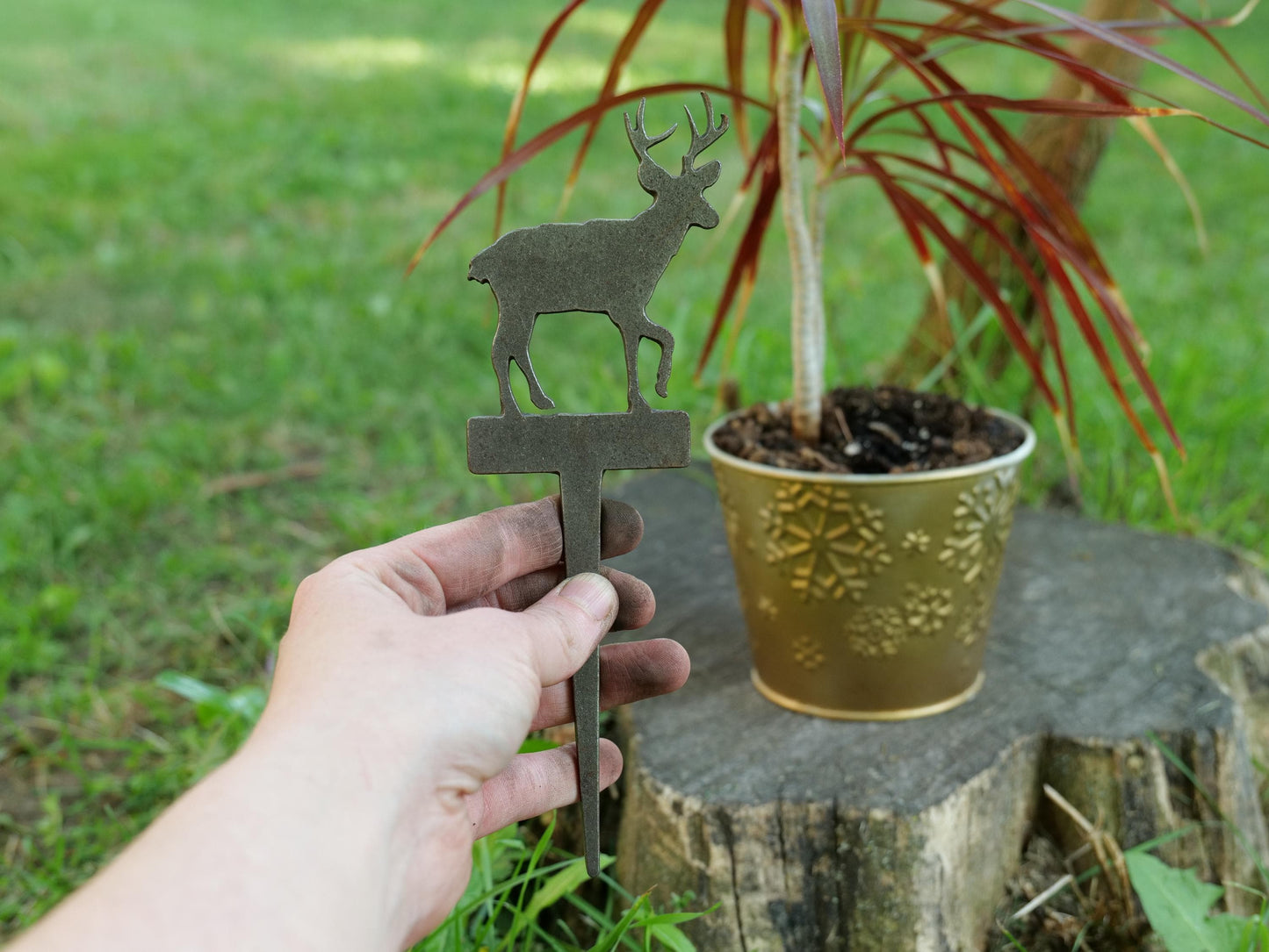 Deer Metal Planter Decoration * Garden Stake * House Plant Decorations* Outdoor Stake Decorations * Fairy Garden Accessories * Plant