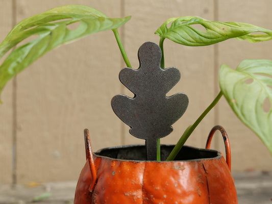 Oak Leaf Metal Planter Decoration * Garden Stake * House Plant Decorations* Outdoor Stake Decorations * Fairy Garden Accessories