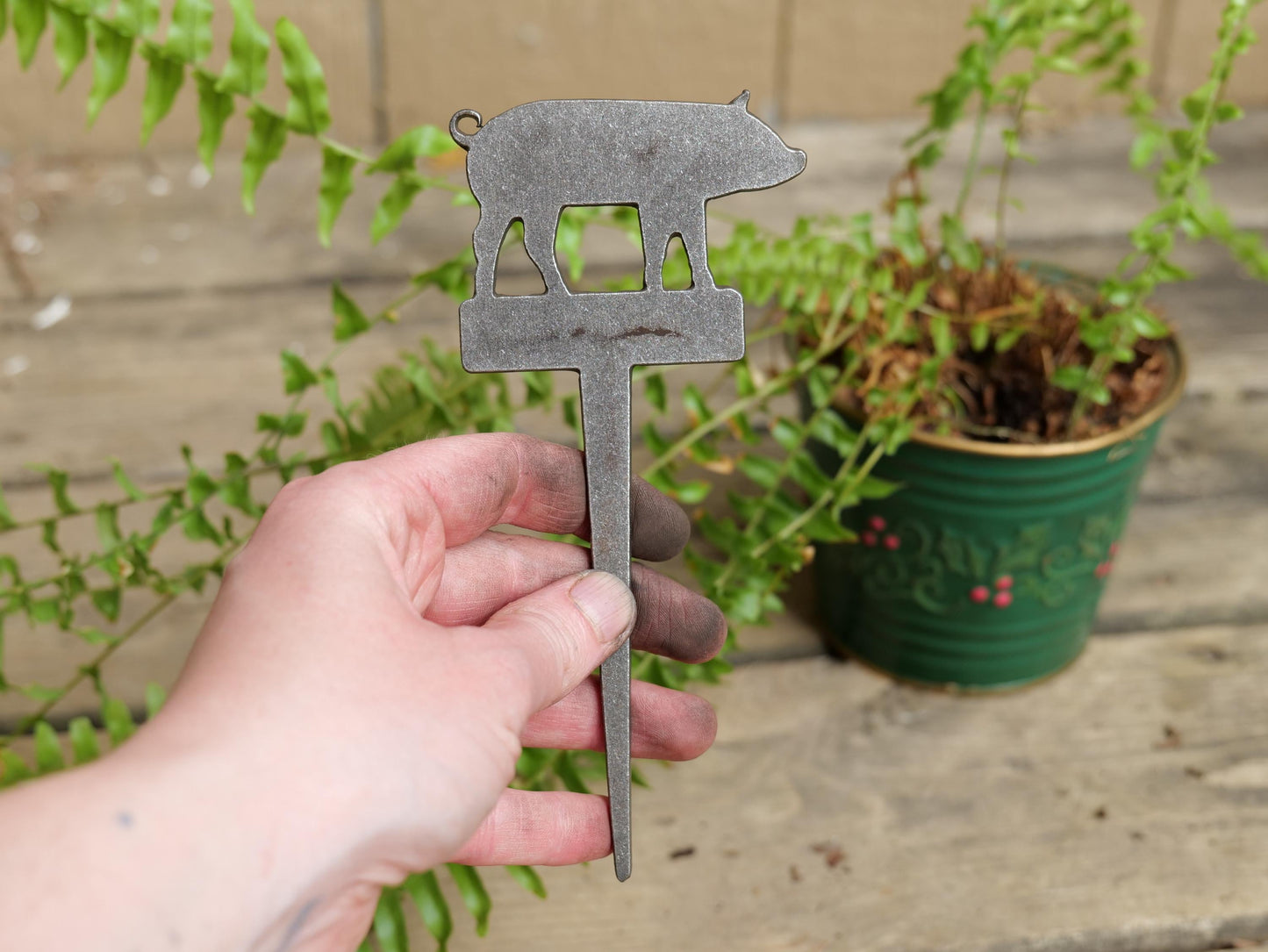 Pig Metal Planter Decoration * Garden Stake * House Plant Decorations* Outdoor Stake Decorations * Fairy Garden Accessories * Plant Farm