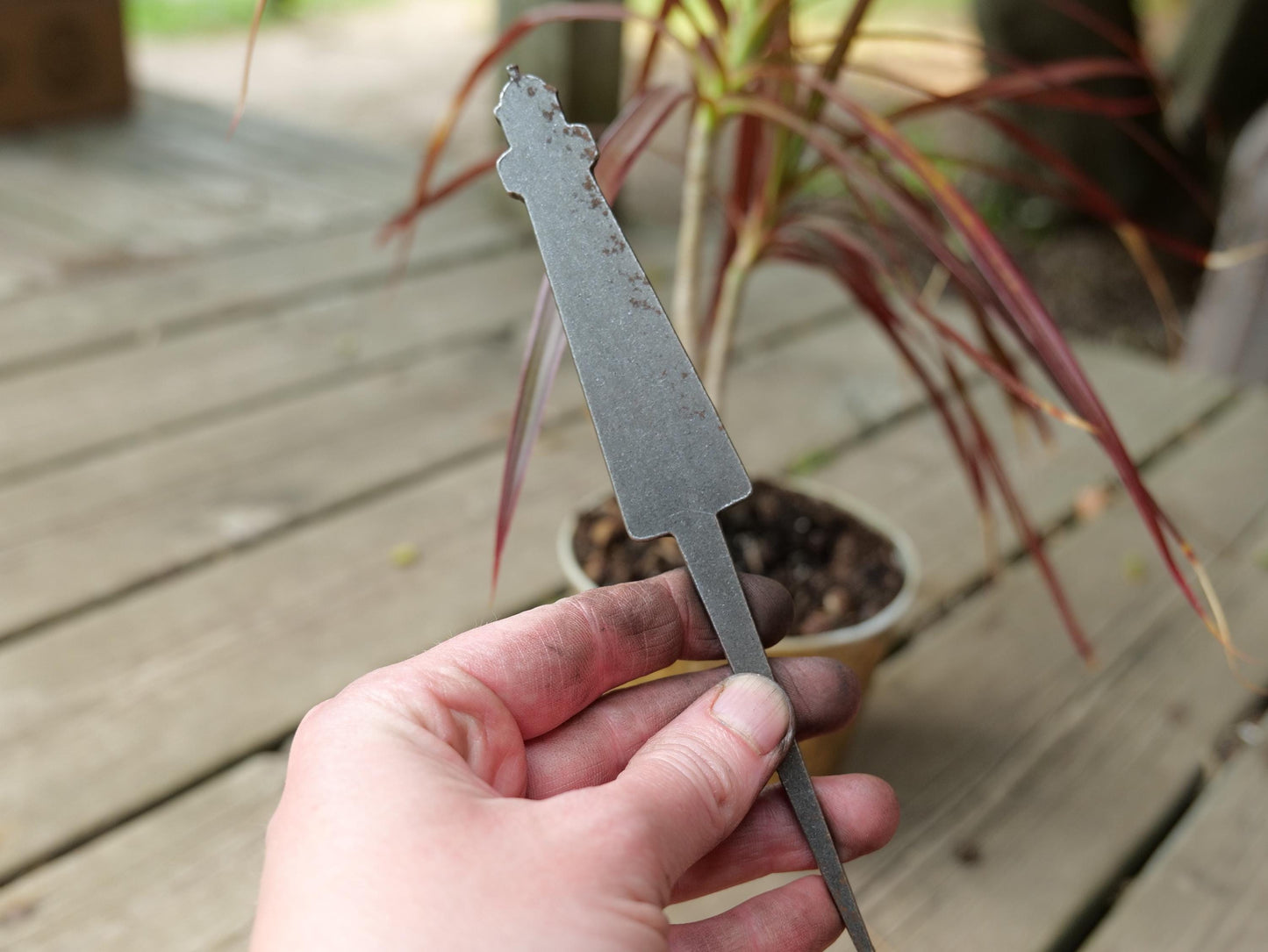 German Anvil Metal Planter Decoration * Garden Stake * House Plant Decorations* Outdoor Stake Decorations *Fairy Garden Decor * Gardener